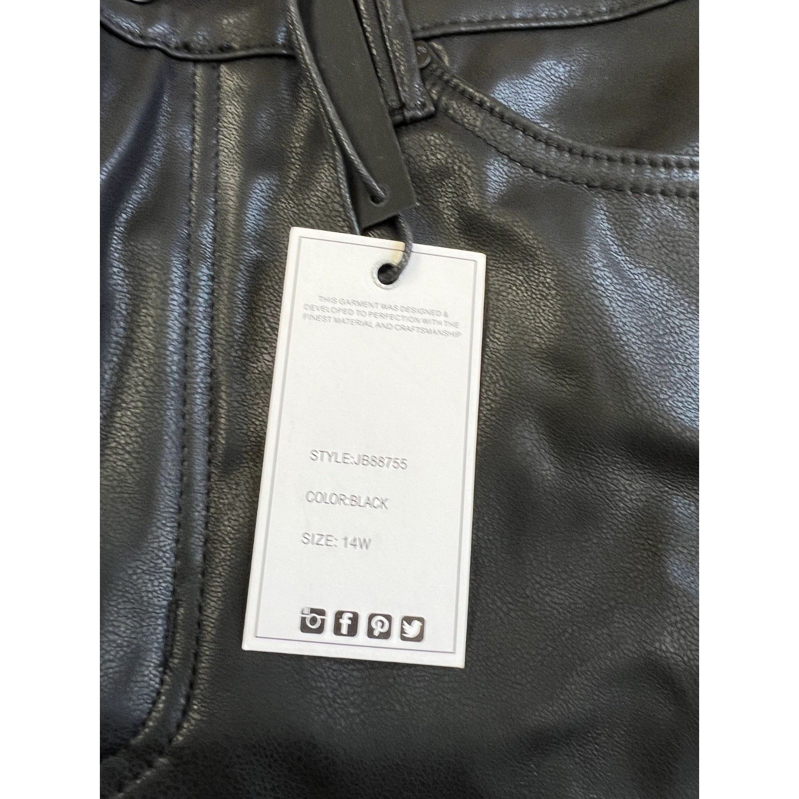 Judy Blue Judy Blue Faux Leather Front Black Straight Fit Jeans Women Size 36" / US 14 / IT 50 - 7 Thumbnail