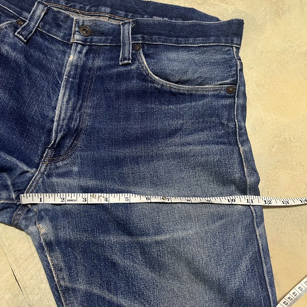 Japanese Brand Back Number Selvedge Distressed Design Denim Jeans Size US 33 - 14 Thumbnail