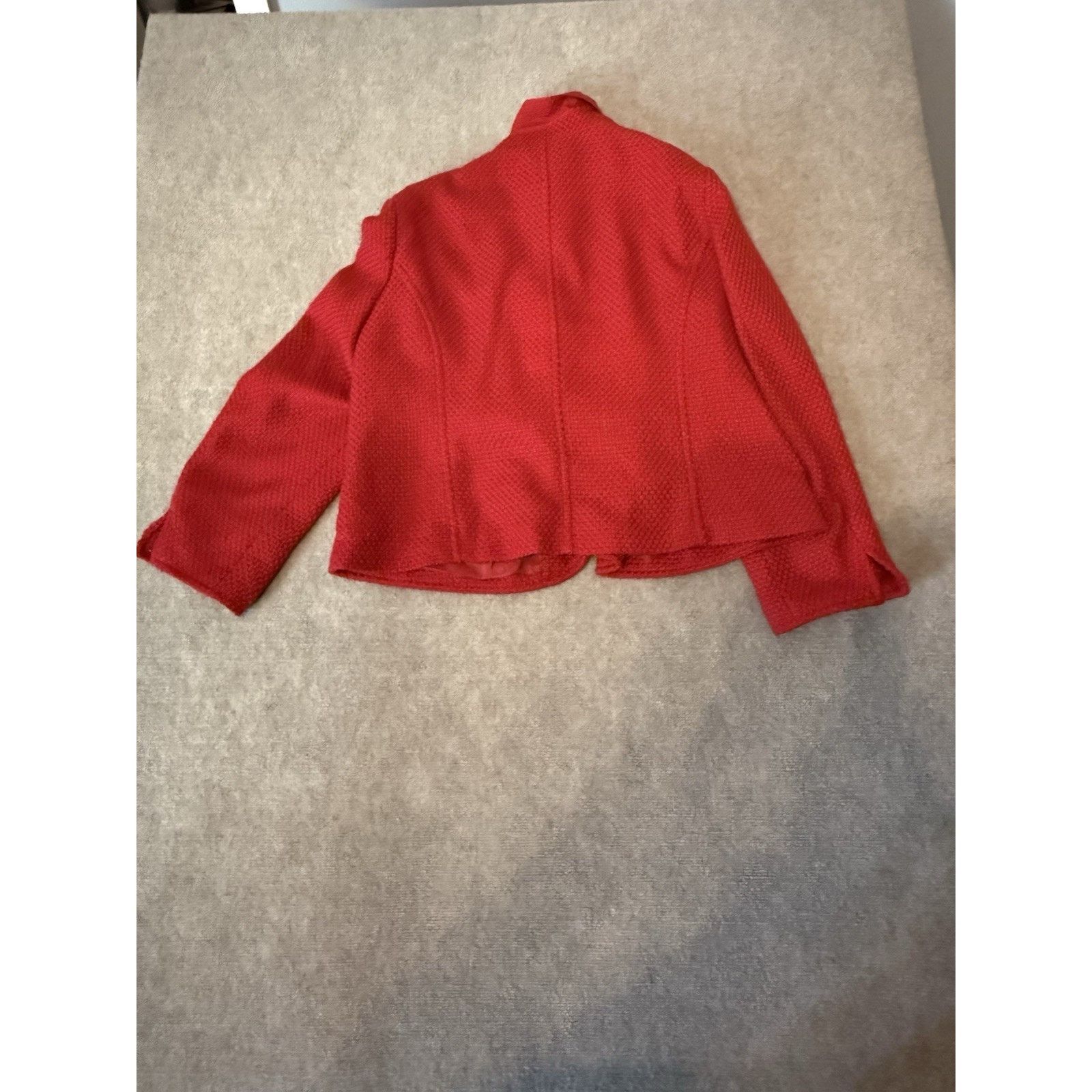 NBDN Nobrandedon Women Size24W Red Waffle Weave Ruffle Collared Jacket Lined Size 4XL / US 24-26 - 7 Thumbnail