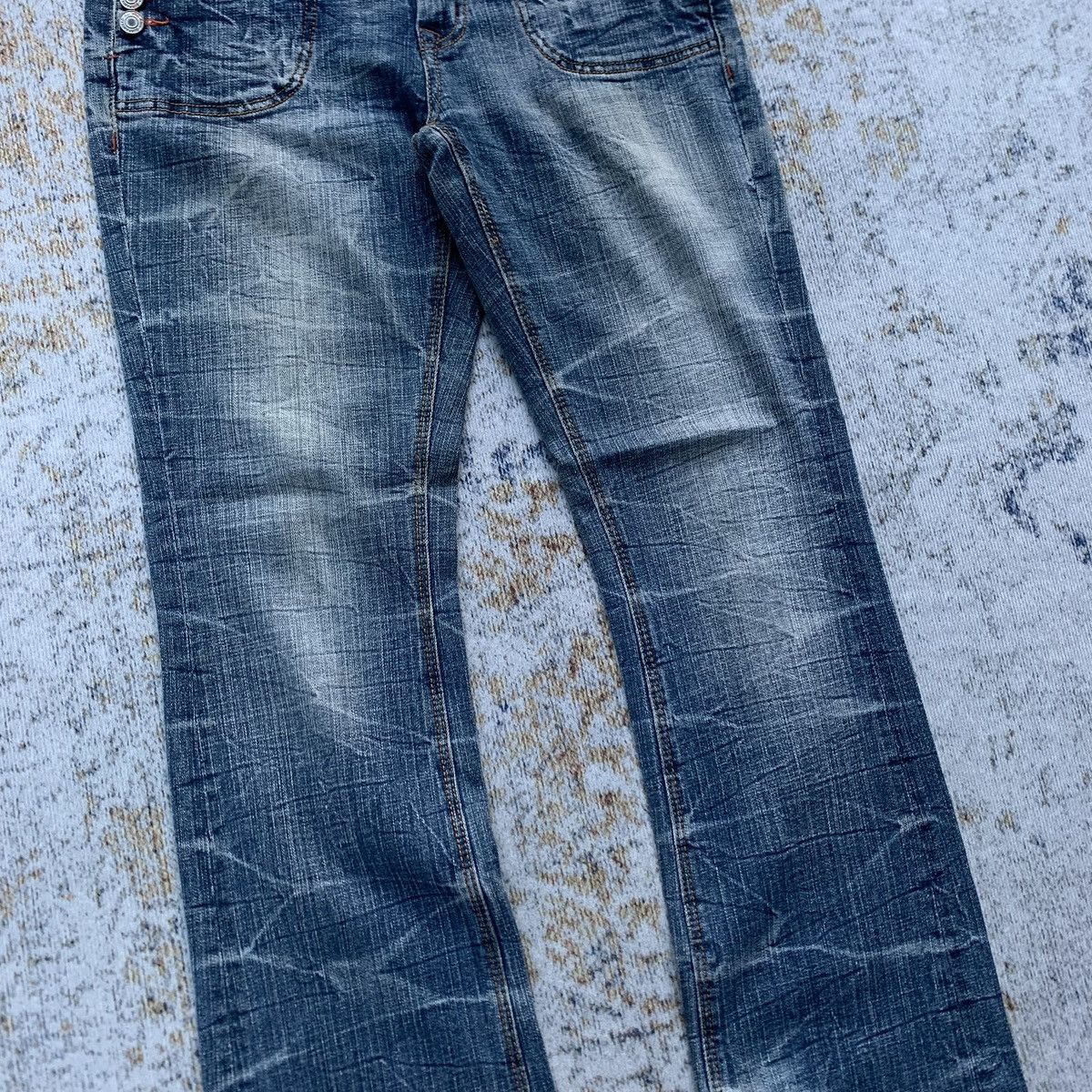 Japanese Brand × Vintage Y2K Rare Japanese Brand Theoria Distressed Flared Jeans Size 30" / US 8 / IT 44 - 3 Thumbnail
