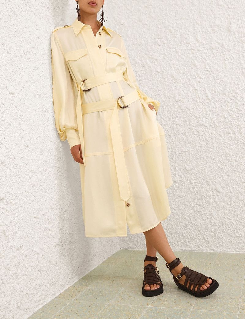 Zimmermann oc11z0226 Balance Cargo Midi Dress In Lemon Size L / US 10 / IT 46 - 8 Thumbnail