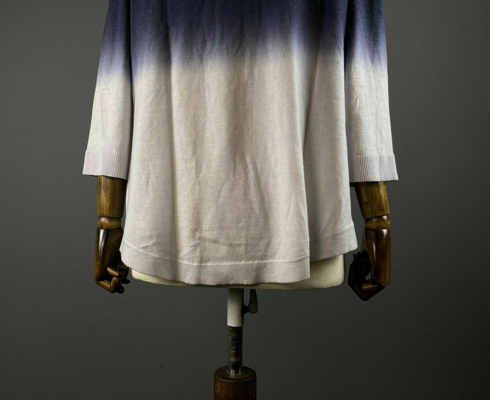 Designer FFC Blue White Gradient Boat Neck Wool Jumper Size XL Size XL / US 12-14 / IT 48-50 - 8 Thumbnail