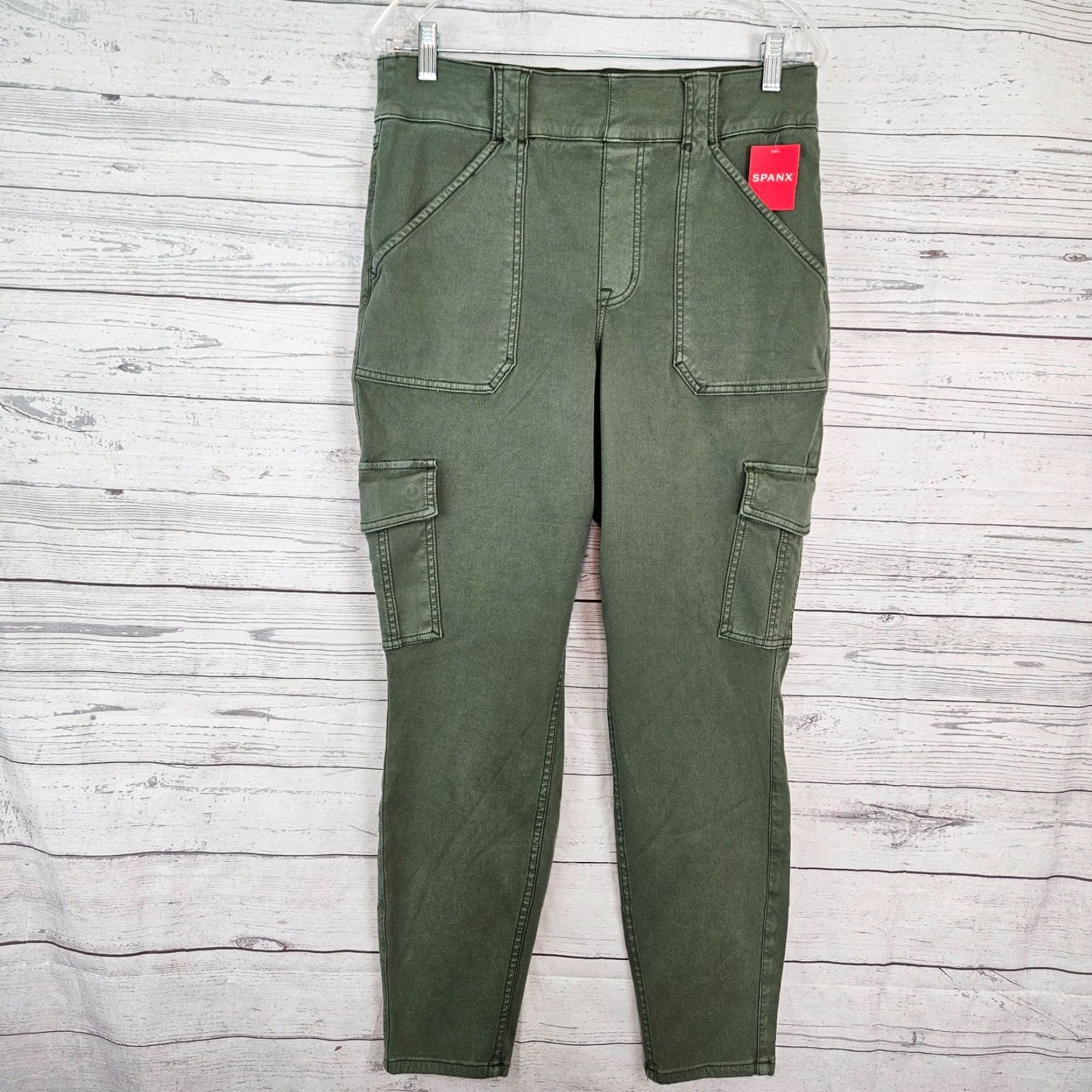 Spanx Spanx Womens Stretch Twill Ankle Cargo Pants 1X Green High Rise Size 40" / US 18 - 2 Thumbnail