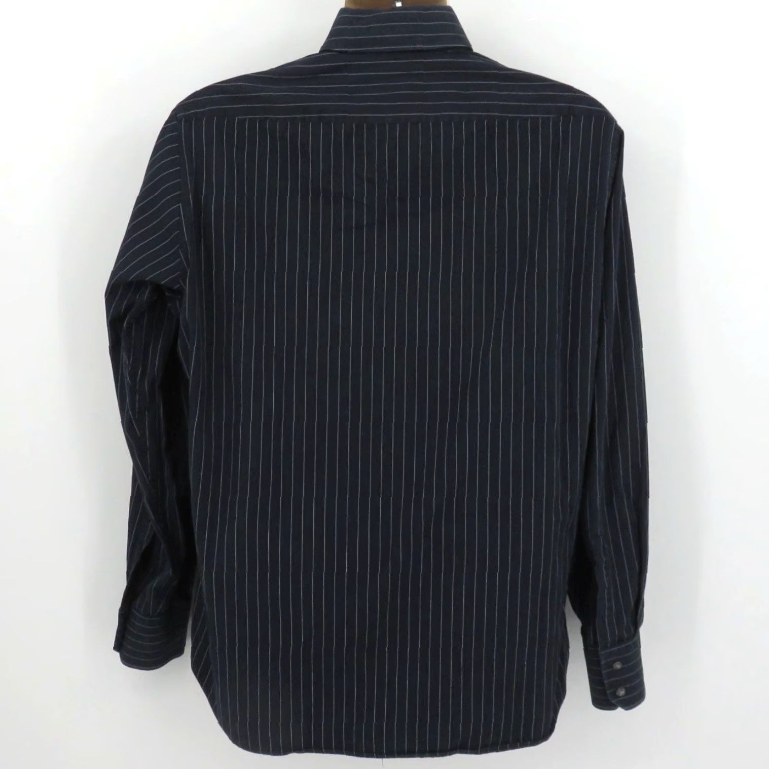 Hugo Boss HUGO BOSS Men Dress Shirt Striped Blue White Black 16.5 34/35 Collared Button Long Sleeve Regular Size 16.5 Size US XL / EU 56 / 4 - 4 Thumbnail