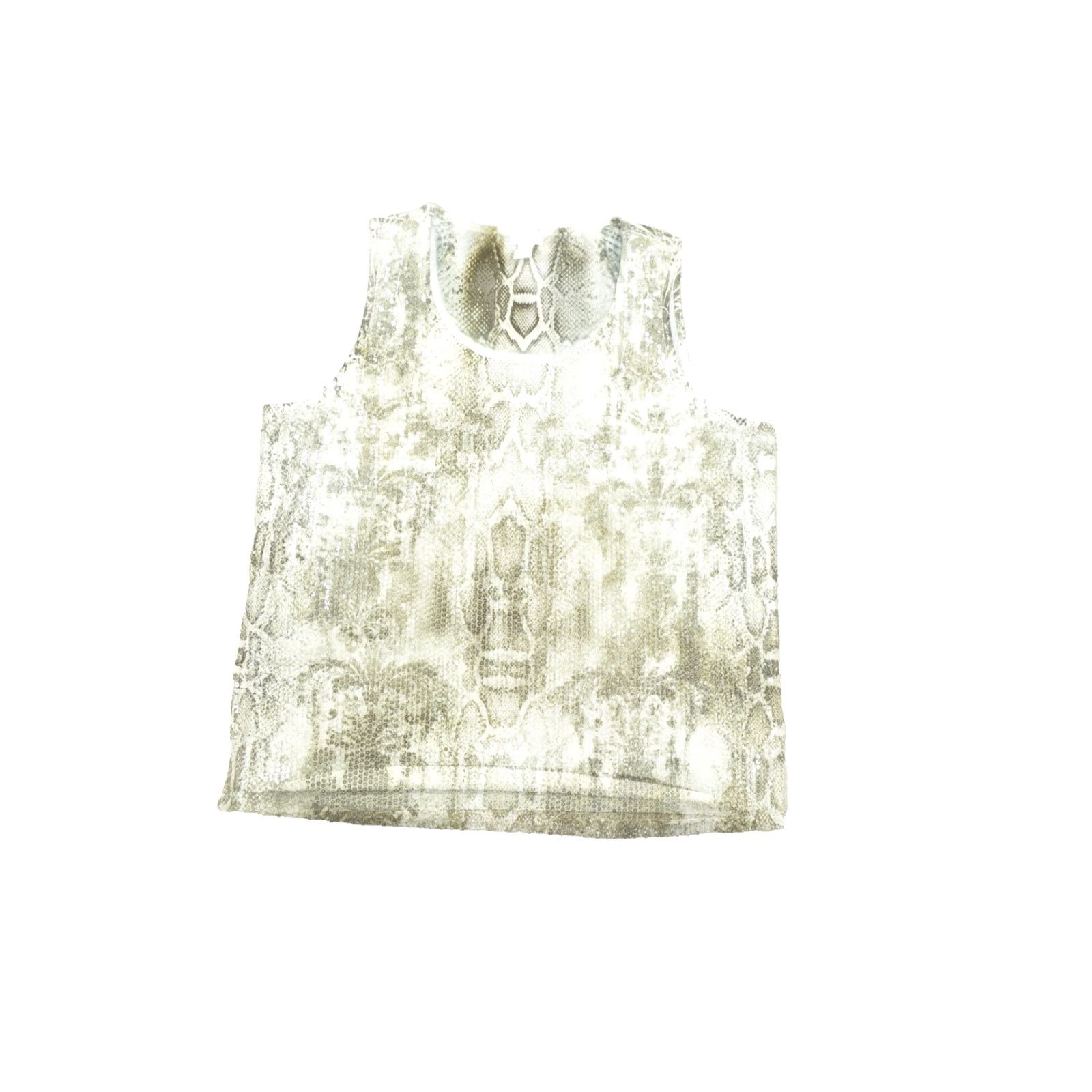 Vintage Chico's Women's Size 3 Snake Skin Damask Print Sequin Sleeveless Tank Top Blouse Size XS / US 0-2 / IT 36-38 - 2 Thumbnail