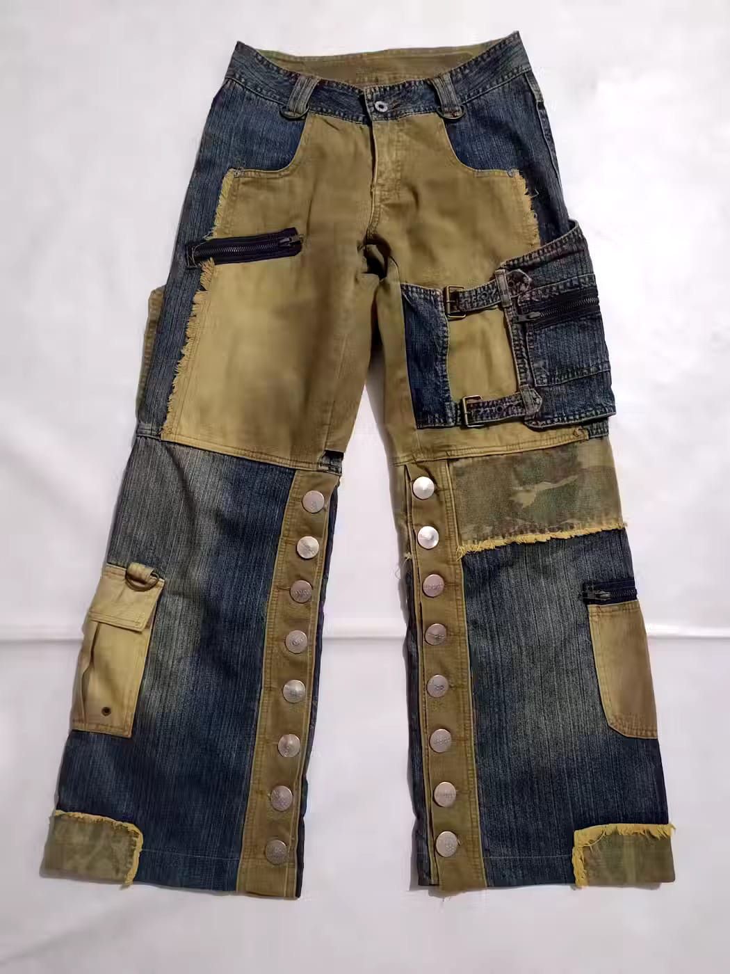 Japanese Brand ACOCO Japan Heavy Cargo Multipocket Bondage Patchwork Pants Size US 28 / EU 44 - 1 Thumbnail