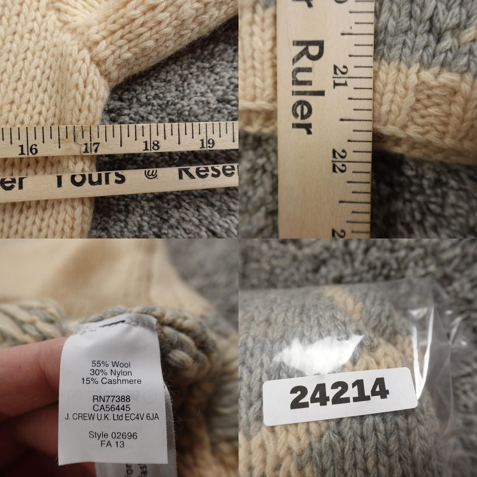 J.Crew J.CREW Sweater Women's XS Beige Geometric Wool Cashmere Tunic Pullover Crew Neck Long Sleeve Knit Heavyweight Vintage: No Size XS / US 0-2 / IT 36-38 - 8 Thumbnail