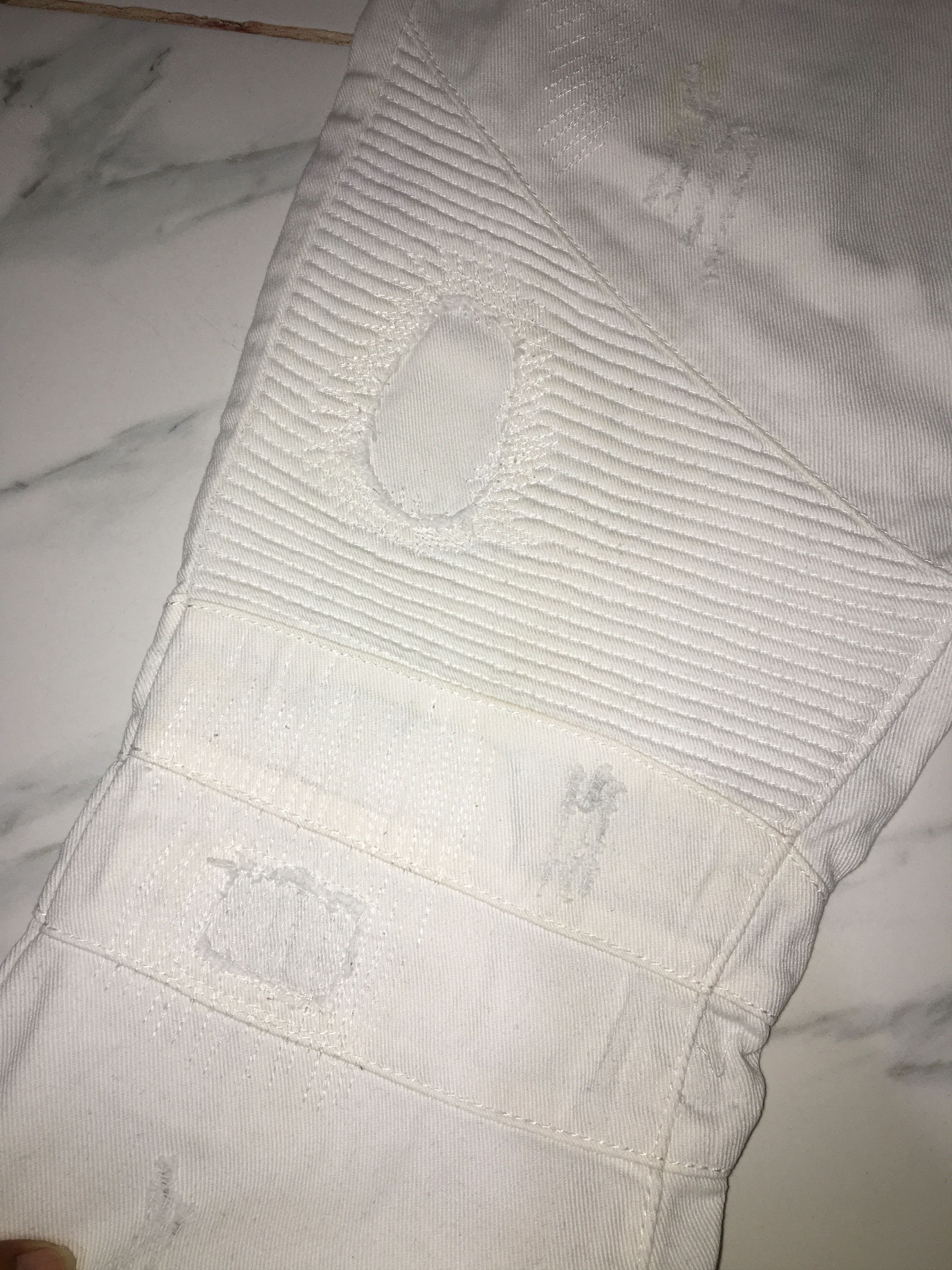 In The Attic In The Attic Biker White Denim Pants Size US 29 - 14 Thumbnail
