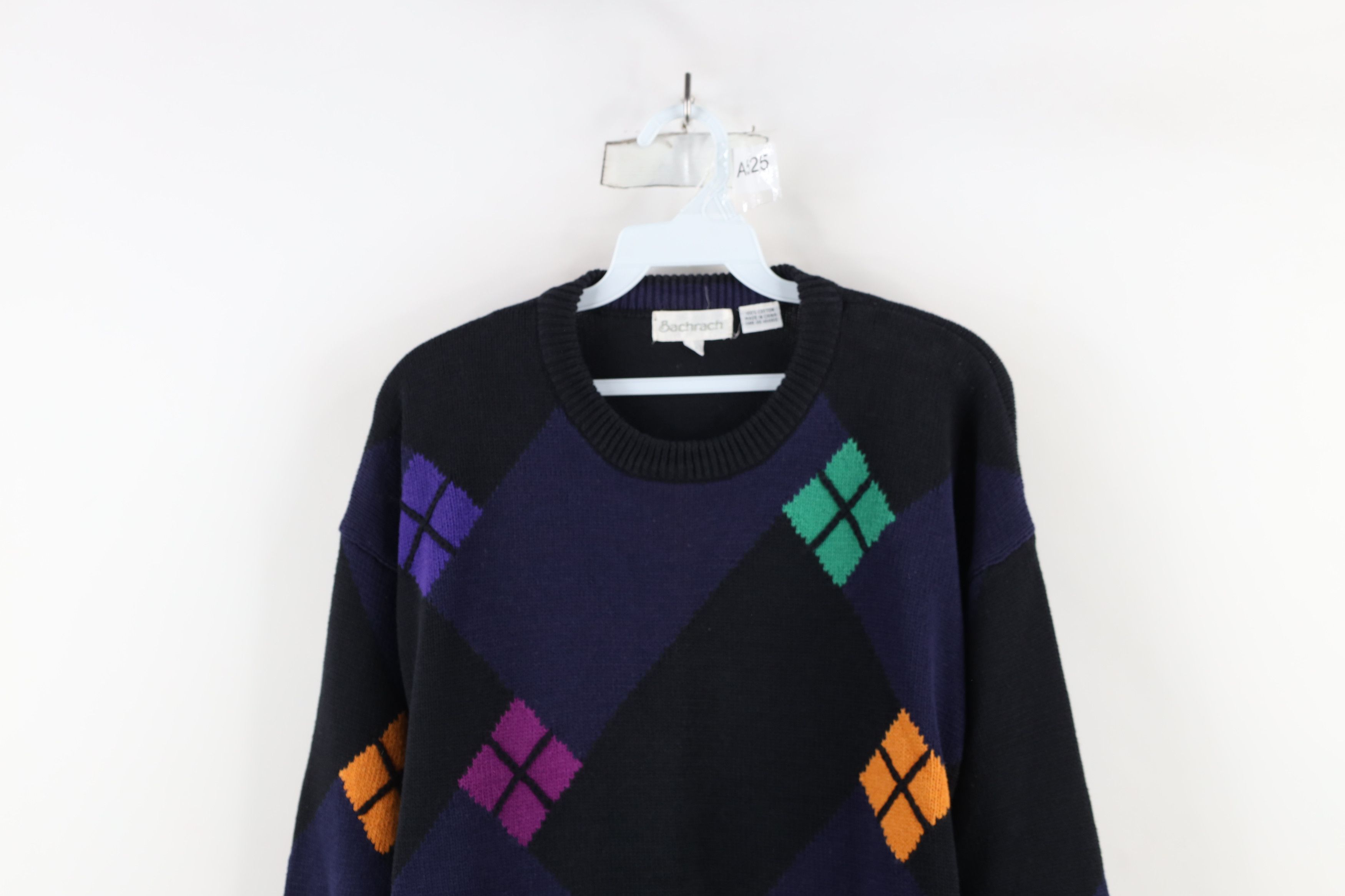 Vintage Vintage 90s Streetwear Argyle Diamond Knit Crewneck Sweater Size US L / EU 52-54 / 3 - 2 Thumbnail