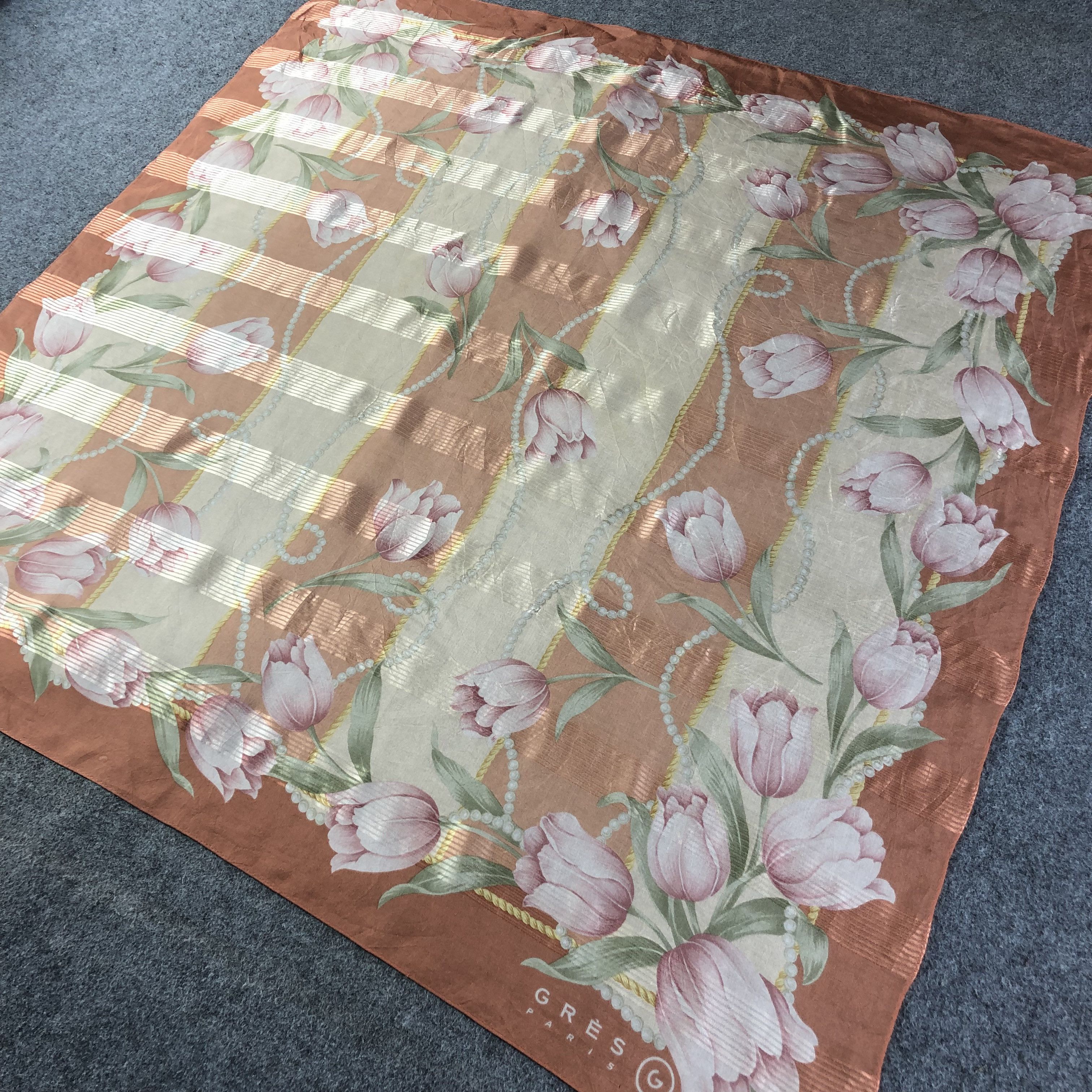 Vintage Gres Paris Floral Silk Scarf M856 Size ONE SIZE - 2 Thumbnail