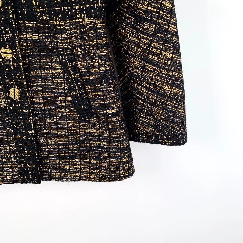 Chanel Chanel Egypt Series Black Gold V-neck Wool Single-breasted Size XXS / US 00 / IT 34 - 4 Thumbnail