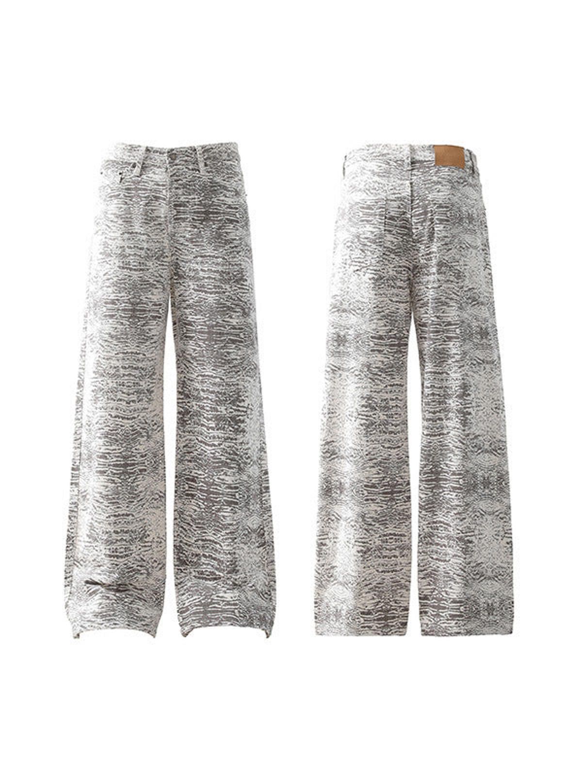 Japanese Brand White Gray Wide Leg Jeans, Baggy Loose Fit Pants Size US 32 / EU 48 - 5 Thumbnail