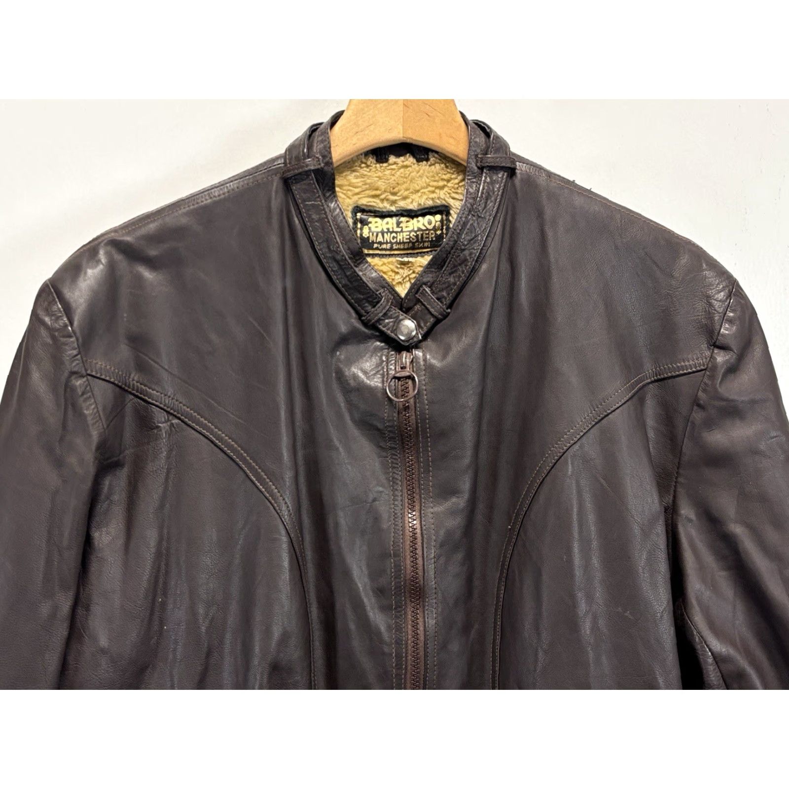 Vintage VINTAGE Balbro Sheepskin Bomber Jacket Coat Men 44 Brown 80s Classic Fall Winter Long Sleeve Zip Snap Lining Shearling Mens Size 44 Size US S / EU 44-46 / 1 - 2 Thumbnail