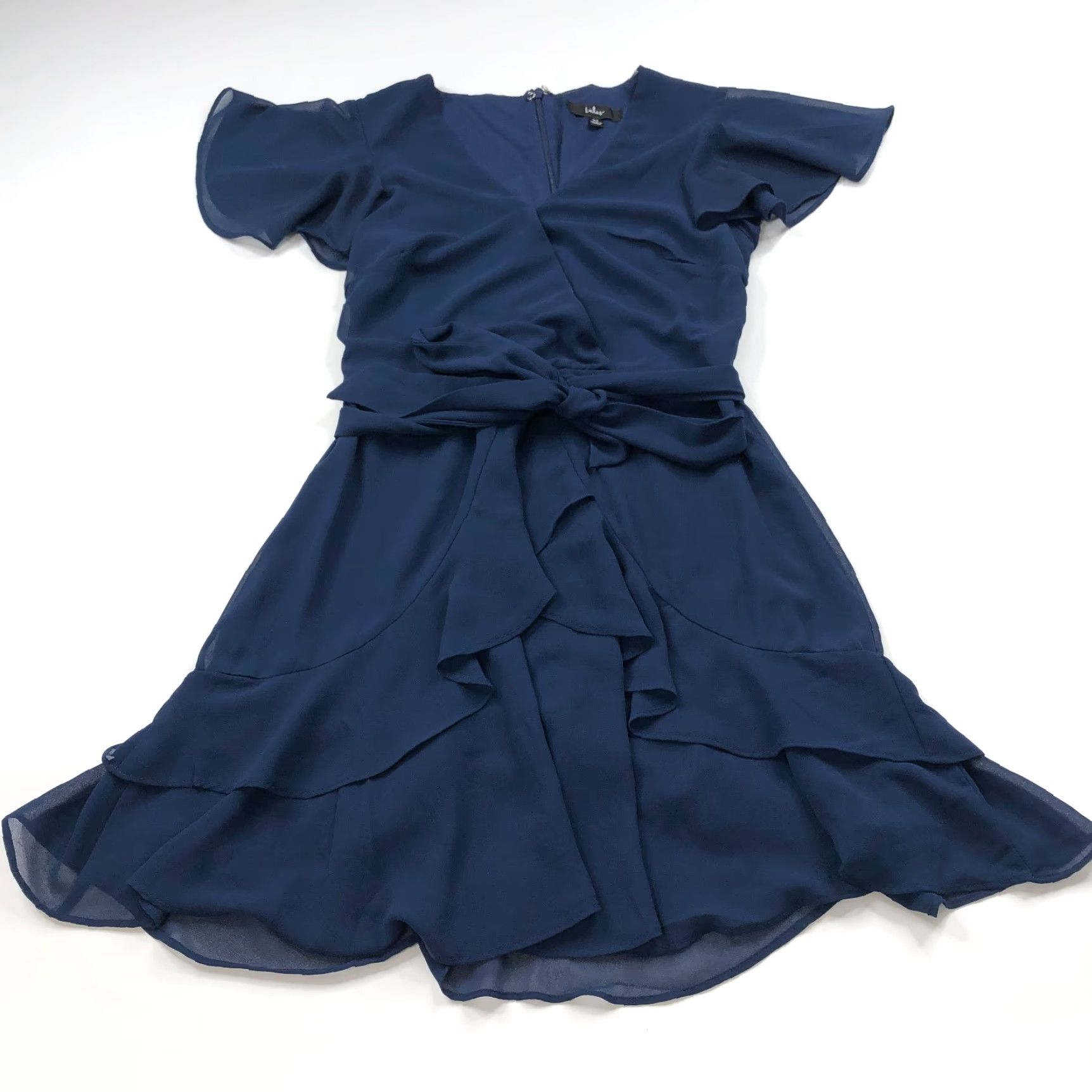 Lulus Lulus XS Blouson Chiffon V-Neck Polyester Mini Dress Blue MINT Dress Size XS / US 0-2 / IT 36-38 - 6 Thumbnail