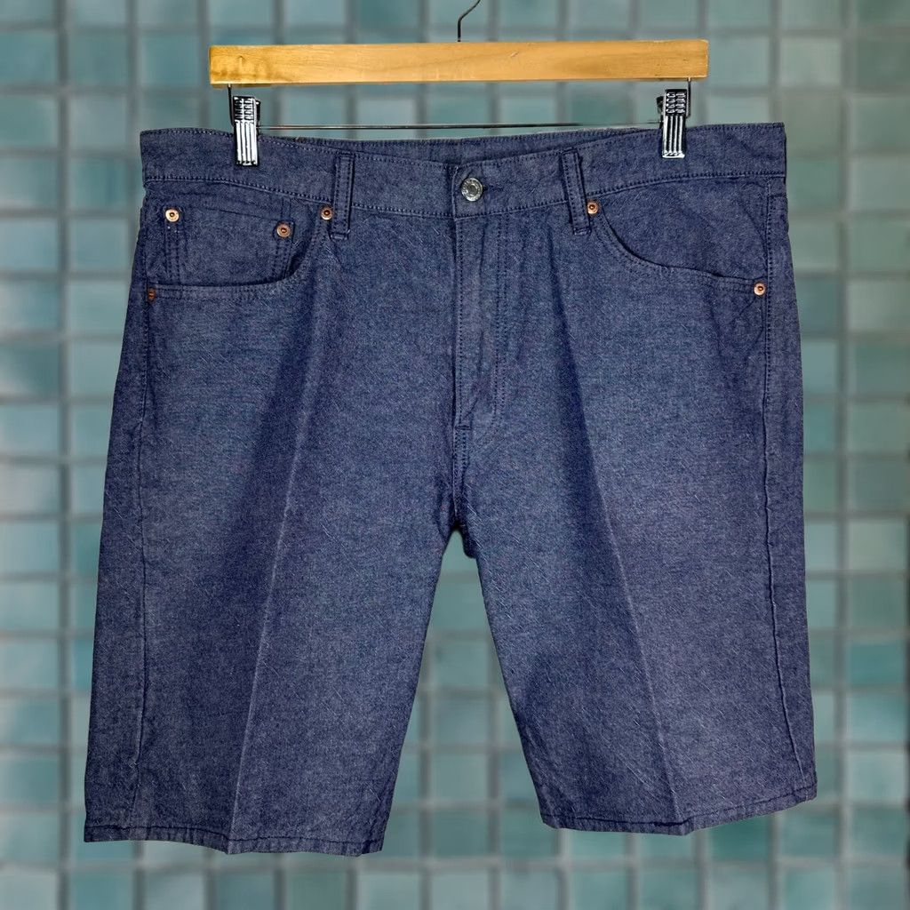Levi's Levis 504 Regular Fit Blue Chambray Cotton Shorts Mens 38 504-1250 Size US 38 / EU 54 - 1 Thumbnail