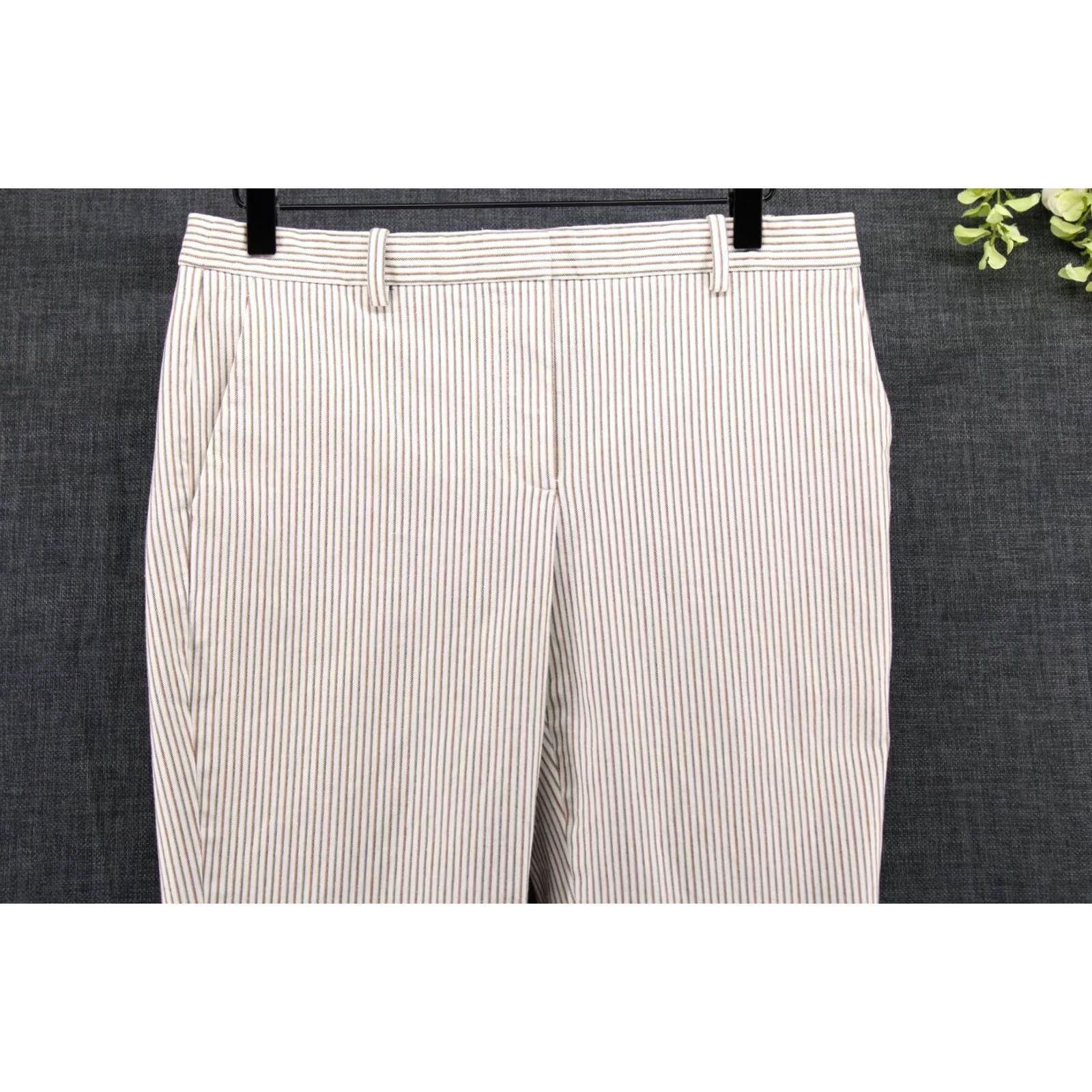 Theory Theory Womens Treeca 4 Beige Multi Striped Stretch Pants - Business & Casual Style Size 28" / US 6 / IT 42 - 3 Thumbnail