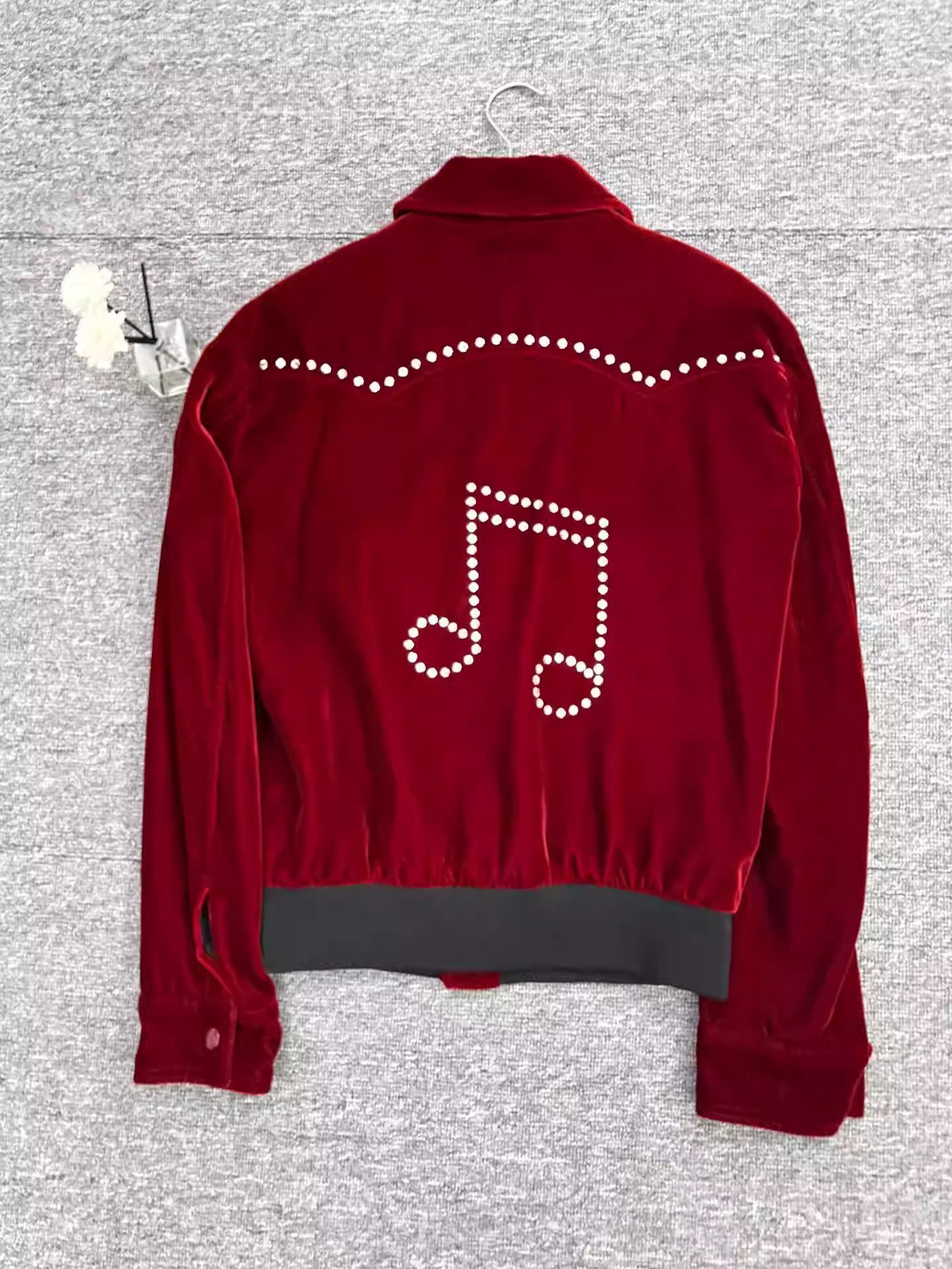 Saint Laurent Paris Saint Laurent Red Velvet Note Rhinestone Jacket-2505 Size US S / EU 44-46 / 1 - 2 Thumbnail