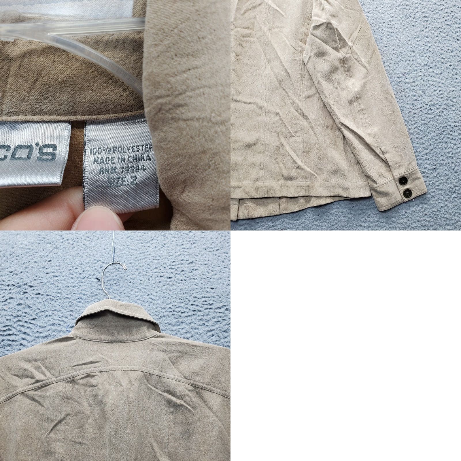 Vintage Chico's Jacket Womens Size 2 Tan Lightweight Long Sleeve Collared Button Front Jacket Mens? Womens? Size XS / US 0-2 / IT 36-38 - 8 Thumbnail