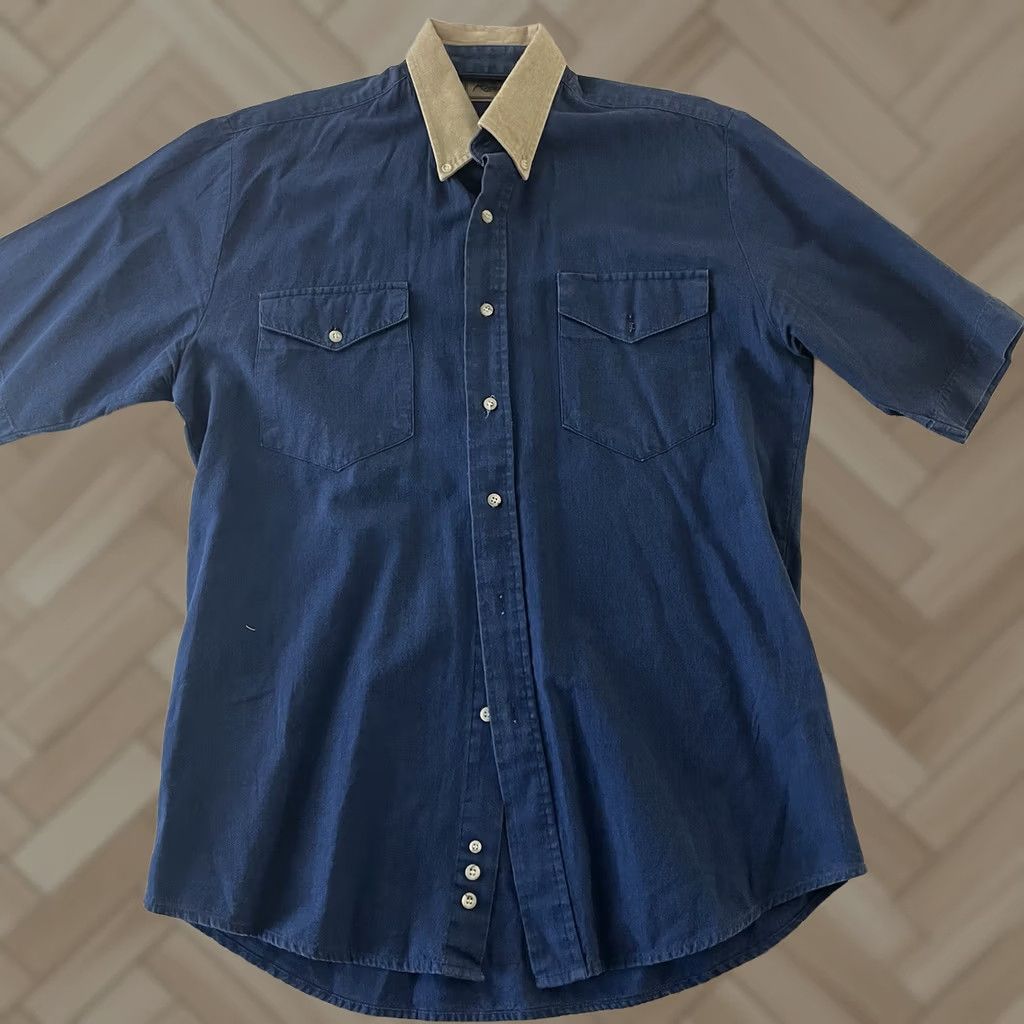 Roper Vintage Roper Short Sleeve Button Front Shirt Mens Medium Blue Khaki Collar Size US M / EU 48-50 / 2 - 1 Thumbnail