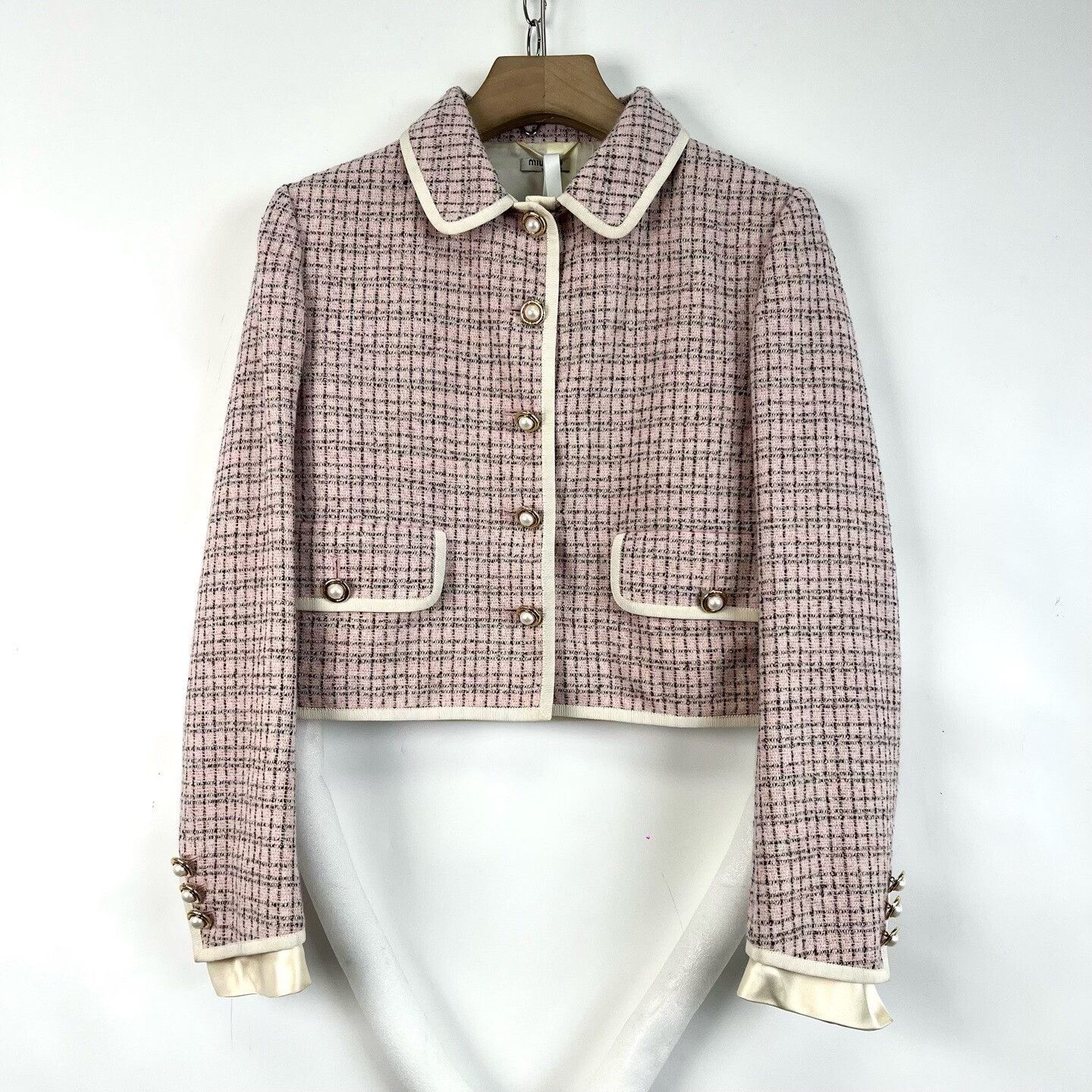 Miu Miu Miumiu Pink Plaid Short Coat Size S / US 4 / IT 40 - 1 Thumbnail