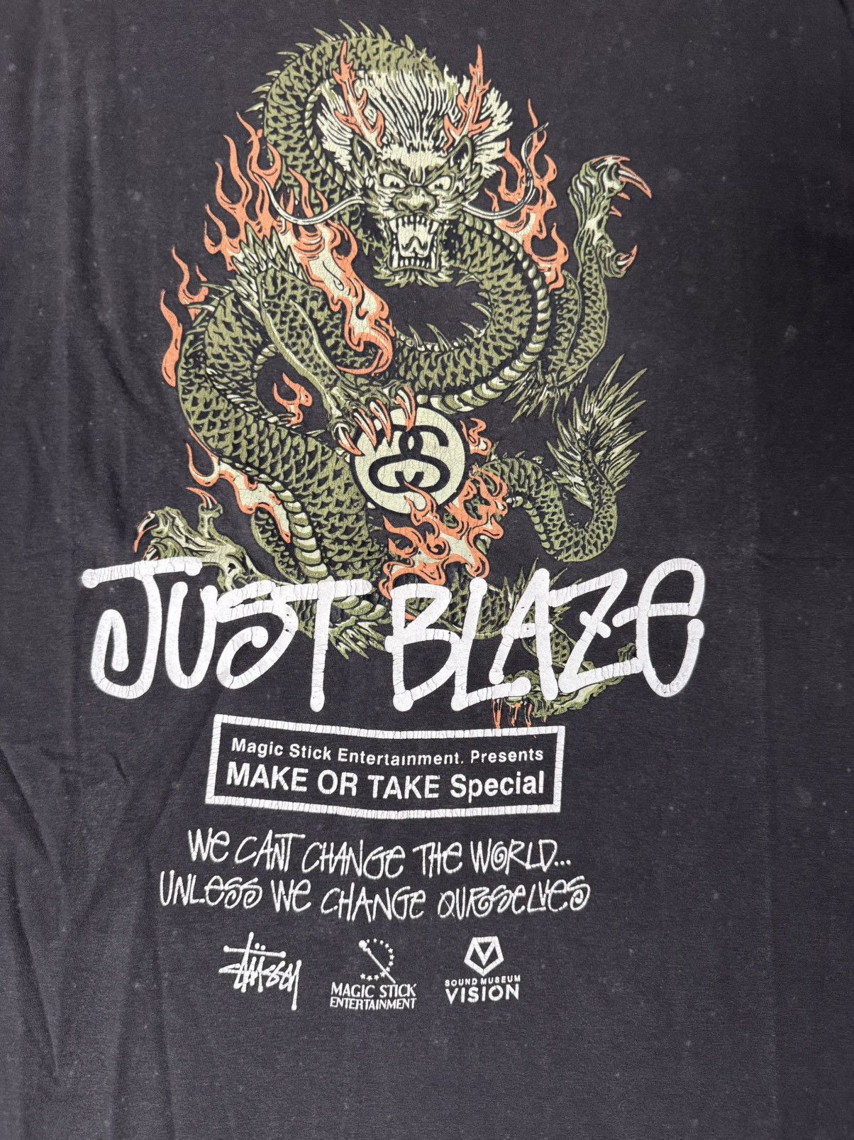 Stussy VINTAGE 00’S STUSSY DRAGON JUST BLAZE T-SHIRT Size US L / EU 52-54 / 3 - 3 Thumbnail