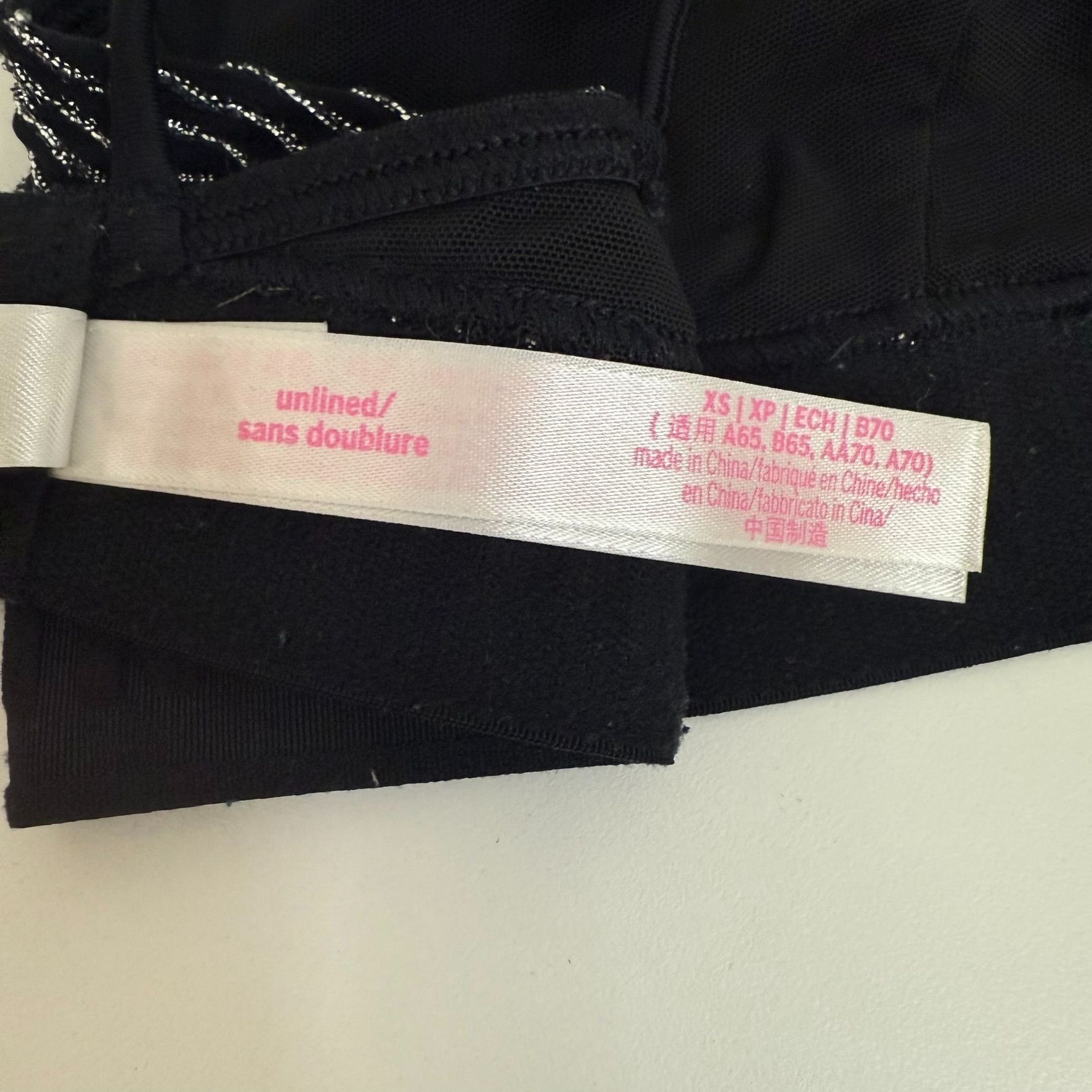 Pink Pink Victorias Secret Black & Silver Strappy Unlined Bralett Size ONE SIZE - 5 Thumbnail