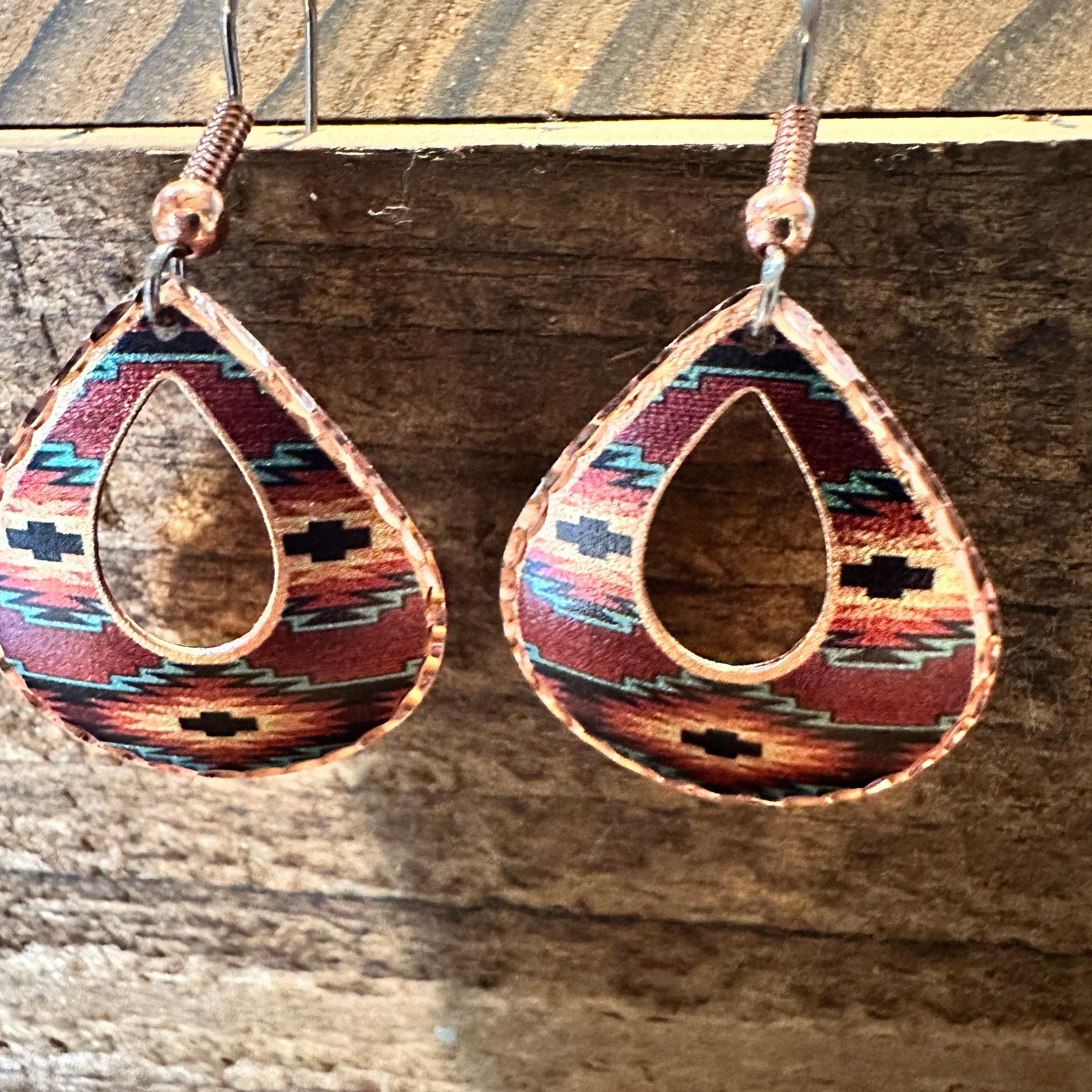 Other Handmade Boho Copper Earrings, Diamond Cut Southwestern Nati Size ONE SIZE - 6 Thumbnail