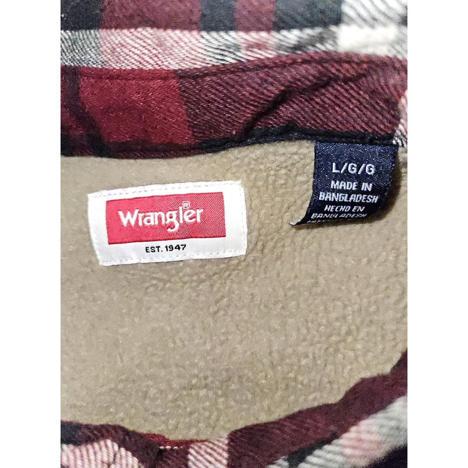 Wrangler Wrangler Shirt Mens Large Red Black Plaid Sherpa Lined Flannel Button Up Warm Jacket Size US L / EU 52-54 / 3 - 5 Thumbnail