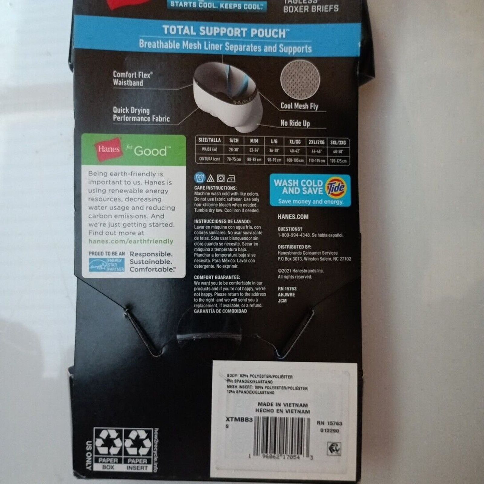 Hanes Mens 3-Pack Hanes X-Temp Support Pouch Boxer Briefs S Size 28 - 3 Thumbnail