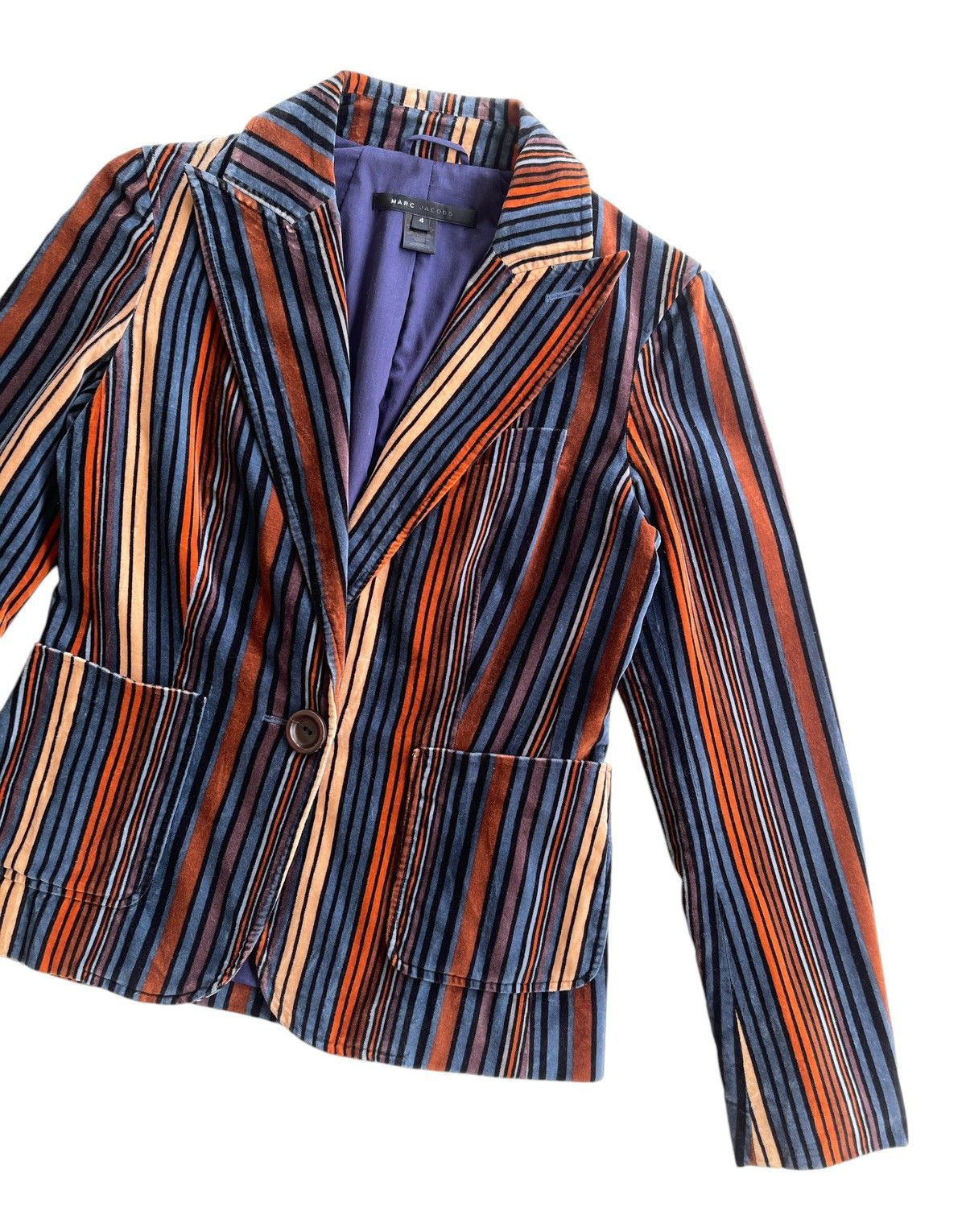 Marc Jacobs Marc Jacobs Rainbow Stripe Velvet Coat Size S / US 4 / IT 40 - 6 Thumbnail
