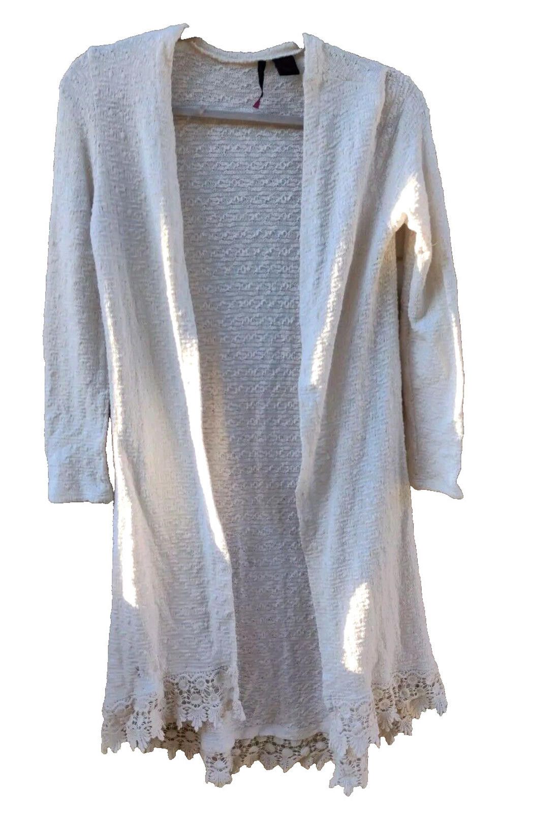 Other Heart-n-Crush Open Front Duster Cardigan Sweater Cream Long Size S / US 4 / IT 40 - 1 Thumbnail