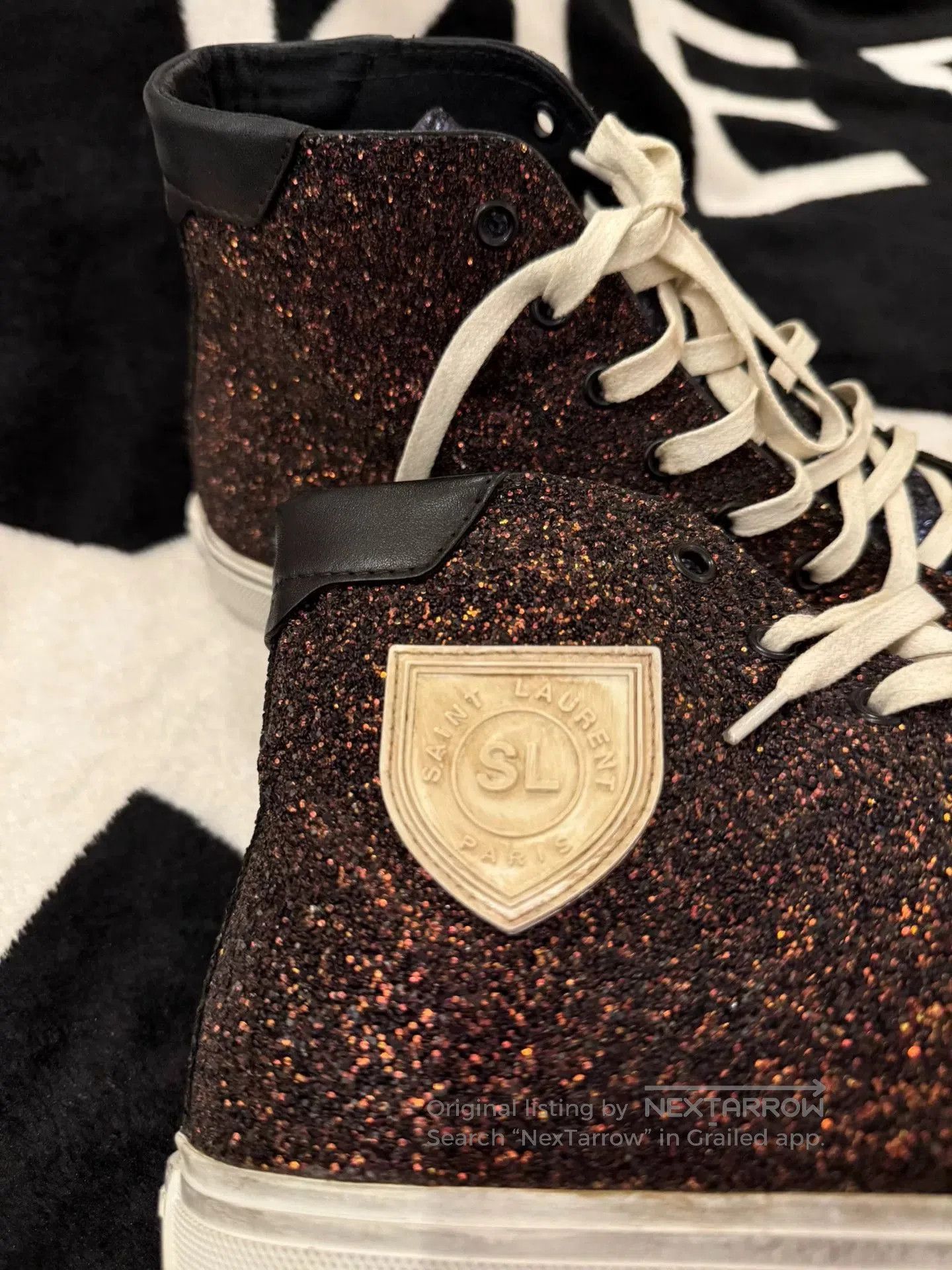 Saint Laurent Paris Saint Laurent High-Top Glitter Sneakers. Size US 8 / EU 41 - 3 Thumbnail