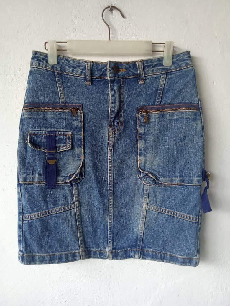 Seditionaries Japanese Brand Distressed Bondage Cargo Skirt Denim Size 28" / US 6 / IT 42 - 1 Thumbnail