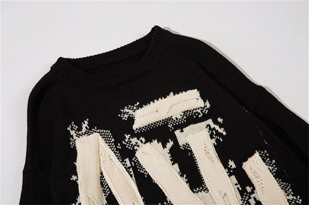 Vintage Men's washed vintage street knitted letter loose sweater Size US M / EU 48-50 / 2 - 3 Thumbnail