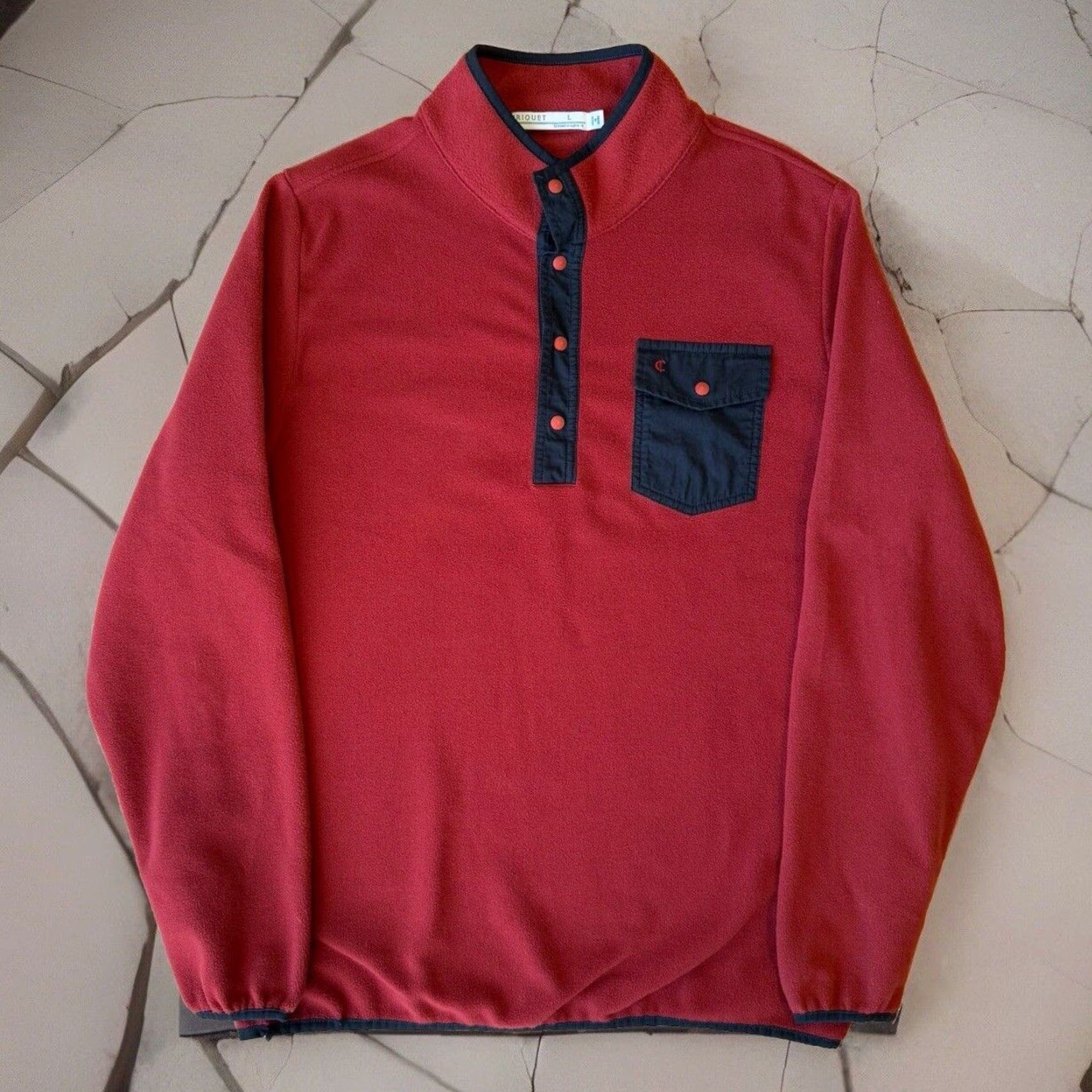 Vintage VINTAGE Criquet Snap Pullover Jacket L Men Red Polyester Fleece Logo 90s Southwestern Outdoor Casual Snap Closure Size US L / EU 52-54 / 3 - 2 Thumbnail