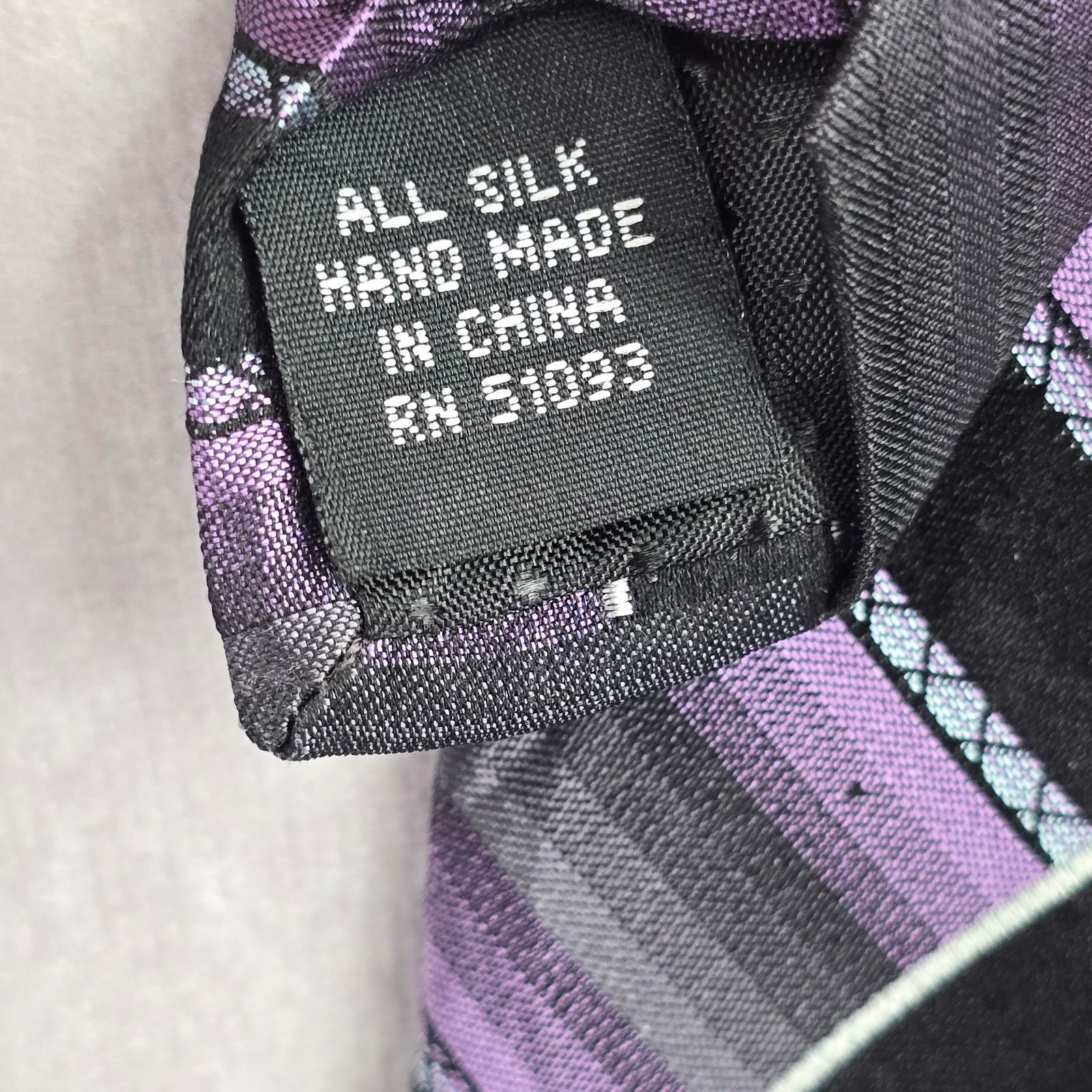 Croft & Barrow Croft & Barrow Purple Black Plaid Tartan Silk Mens Neck Tie Size 30 - 5 Thumbnail
