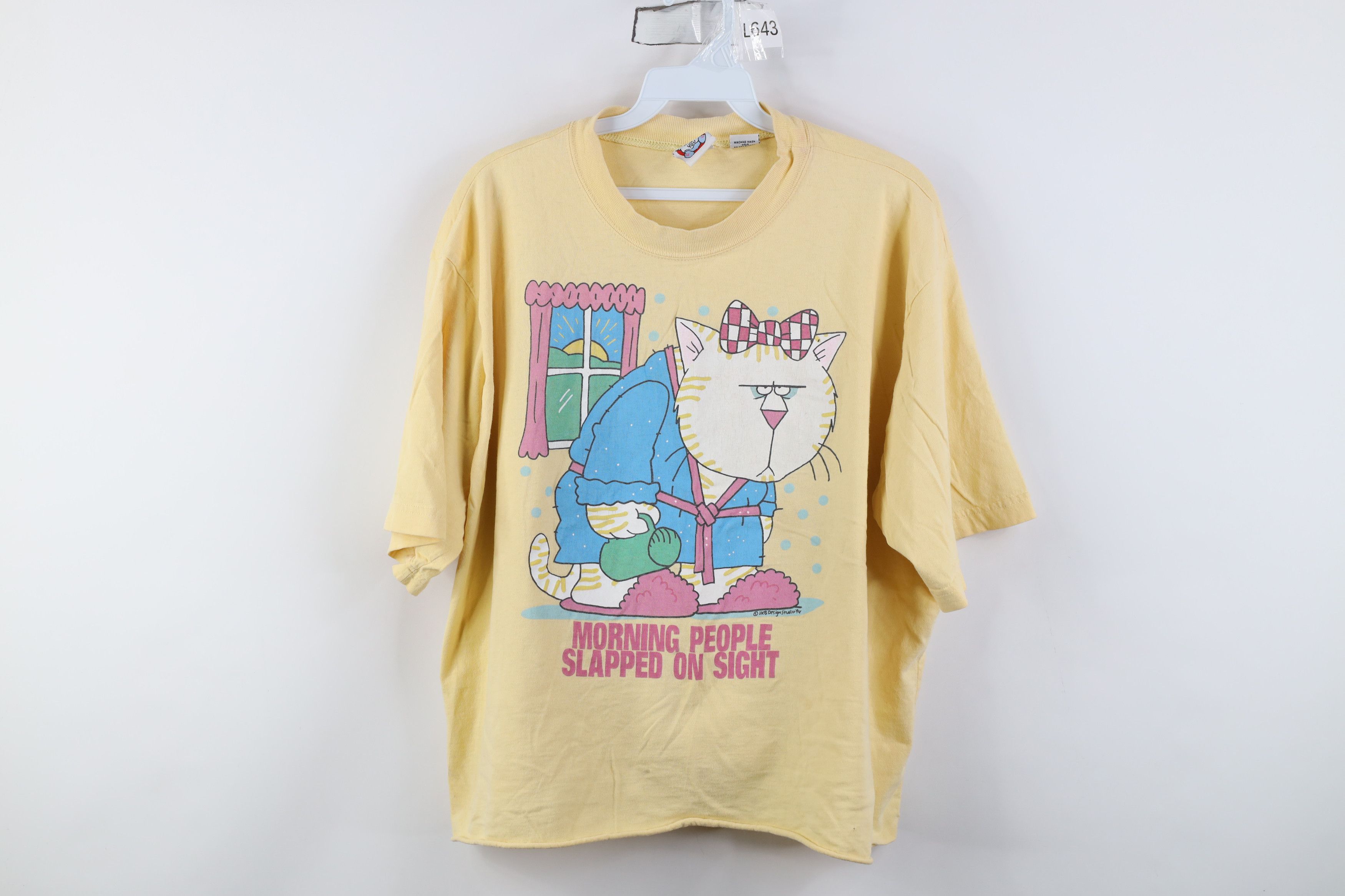 Vintage Vintage 90s Morning People On Sight Cat Night T-Shirt Size XL / US 12-14 / IT 48-50 - 1 Thumbnail