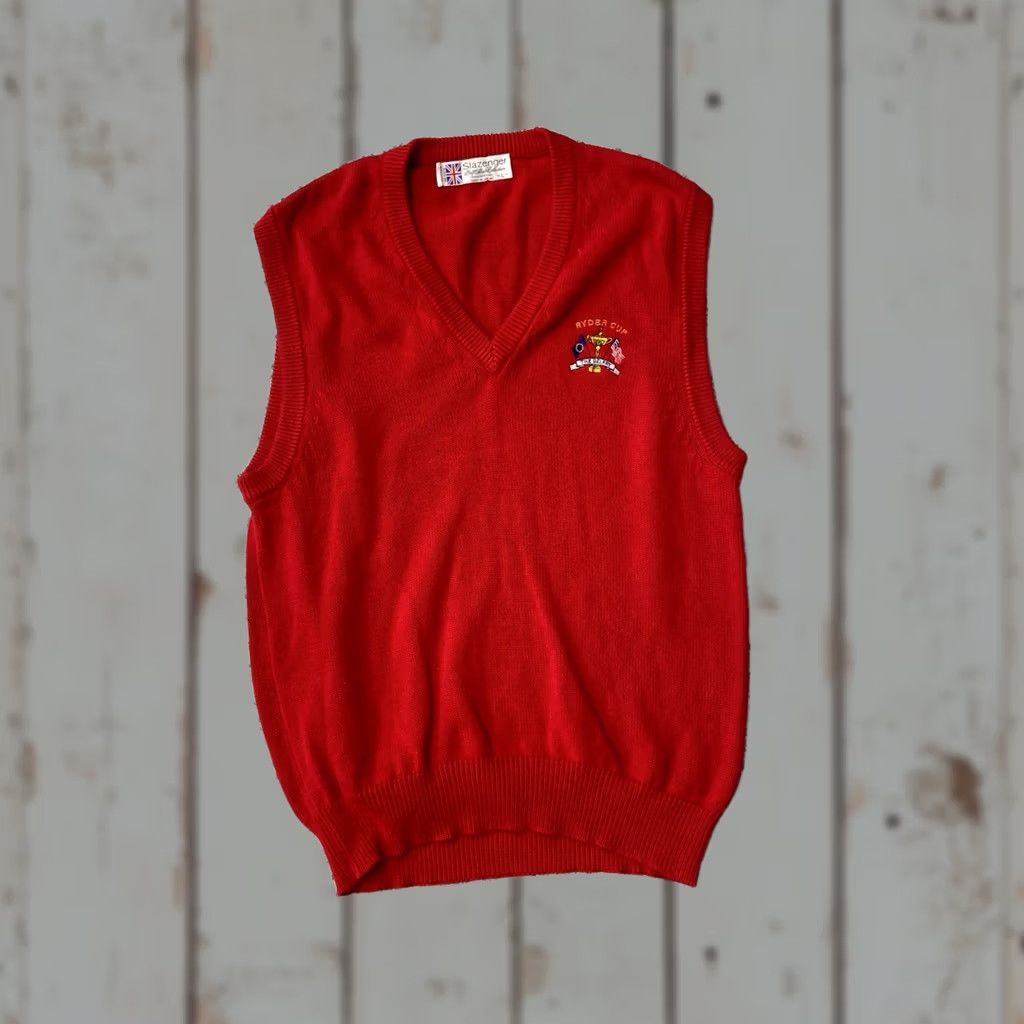 Vintage VINTAGE Slazenger Sweater Vest Mens L Red V Neck The Belfry Ryder Cup 90s Size US L / EU 52-54 / 3 - 1 Thumbnail