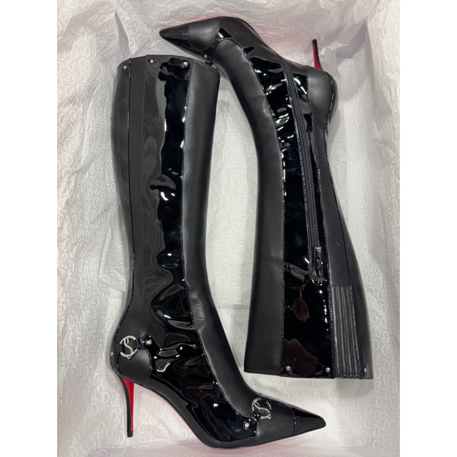 Christian Louboutin Christian Louboutin CL IN 90S Botta 80 Black Logo Leather Size US 8 / IT 38 - 2 Thumbnail