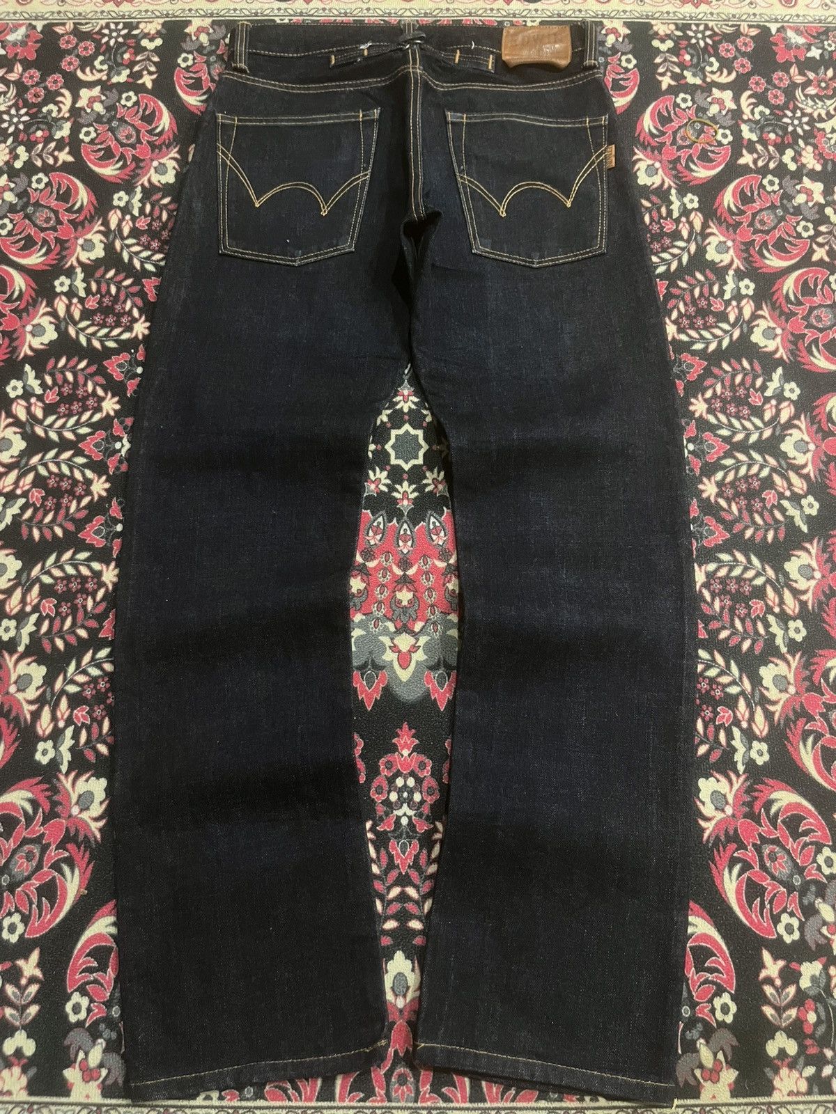 Edwin Edwin Made in Japan Raw Indigo Buckle Back Selvedge Jeans Size US 27 - 2 Thumbnail