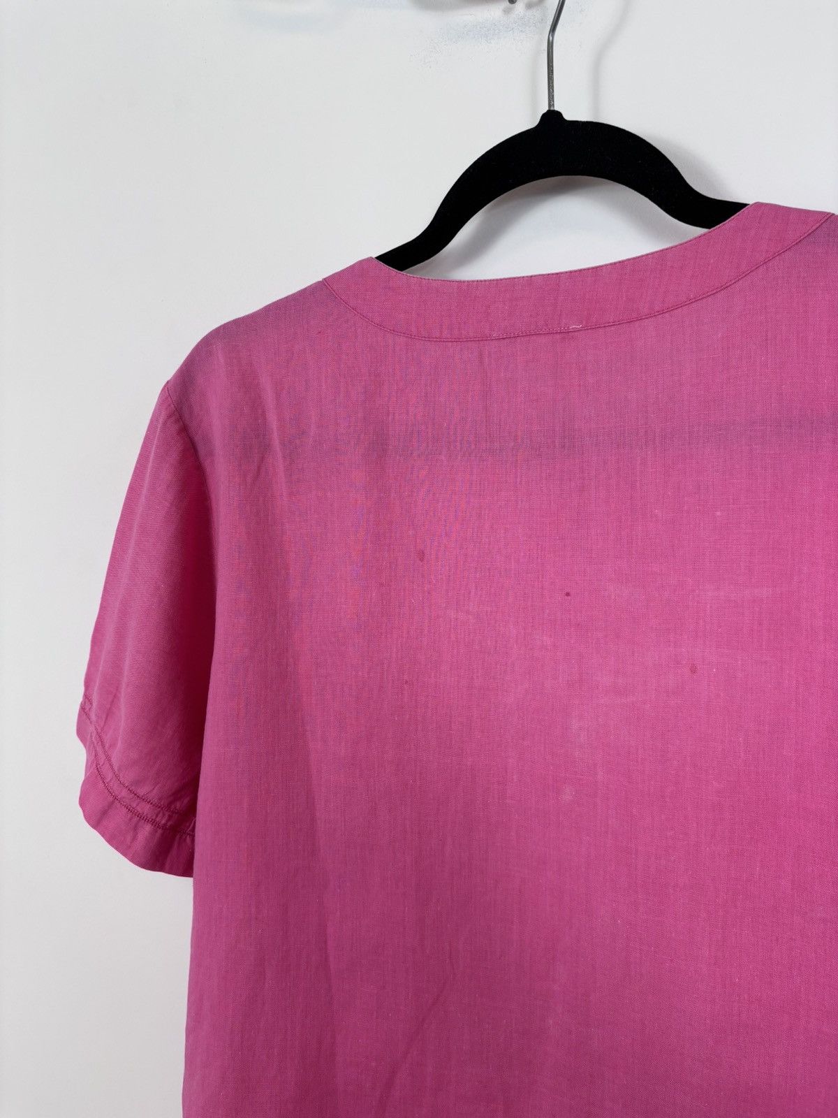 Davide Cenci Davide Cenci Vintage Women’s Pink Linen Short Sleeve Shirt Size L / US 10 / IT 46 - 16 Thumbnail