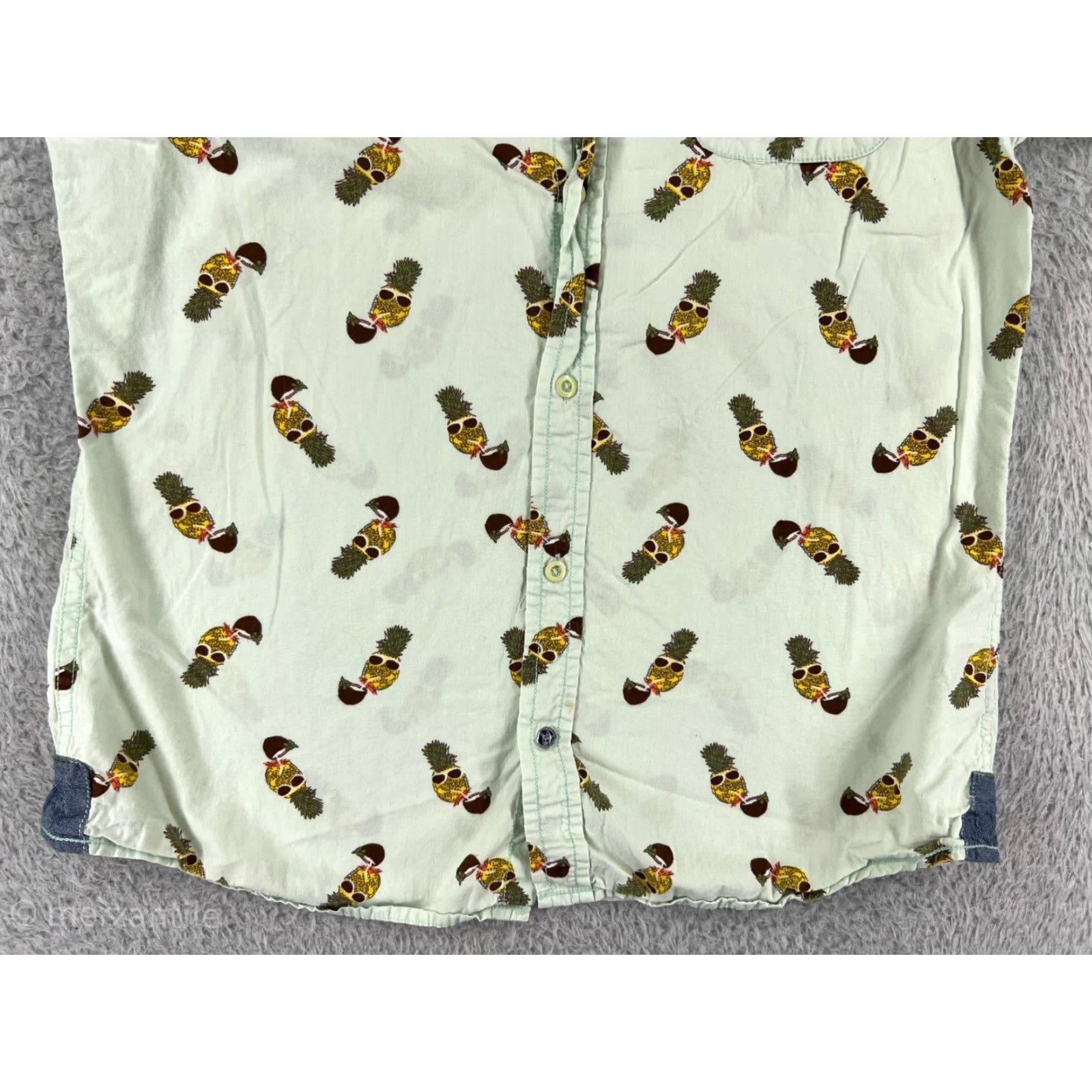 Vintage Good Vibes Shirt Mens Medium Green Button Up Pineapple All Over Print Cocktails Size US M / EU 48-50 / 2 - 6 Thumbnail