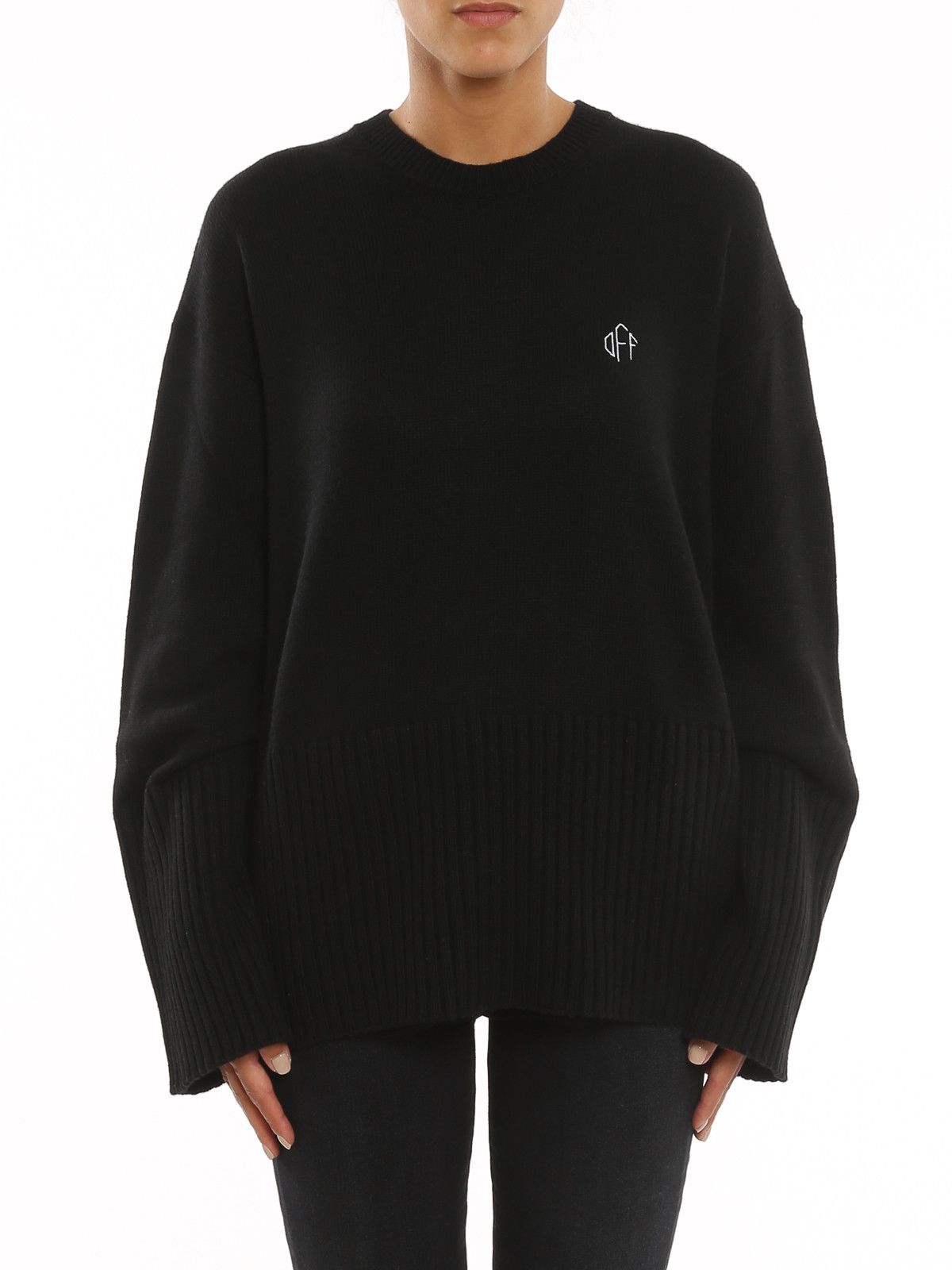 Off-White o1gr1nt0125 Off Basic Crewneck Sweater in Black Size M / US 6-8 / IT 42-44 - 3 Thumbnail