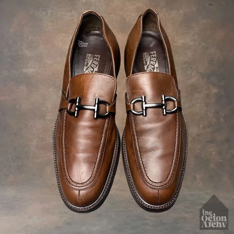Salvatore Ferragamo Salvatore Ferragamo Gancini Plaque Loafers 'Brown' 10132 Size US 9 / EU 42 - 9 Thumbnail