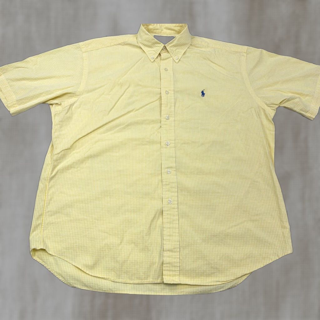 Ralph Lauren Ralph Lauren Shirt Men Large Yellow Check Button Up Blue Pony Blake Dress Poplin Size 42R - 1 Thumbnail