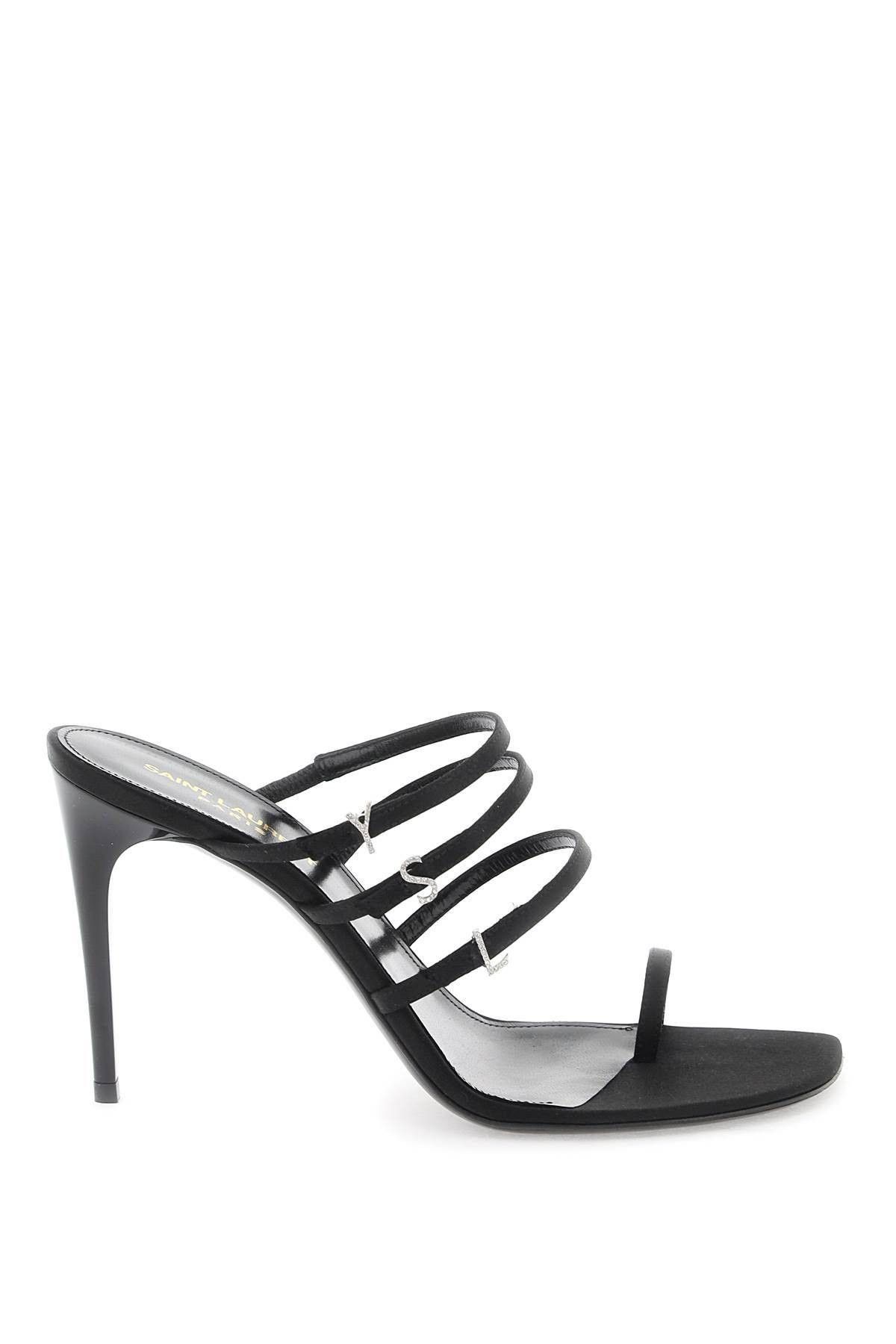 image of YVES Saint Laurent "jerry Sandals In Crepe Satin With Rh Size Eu 39 For Women in Black