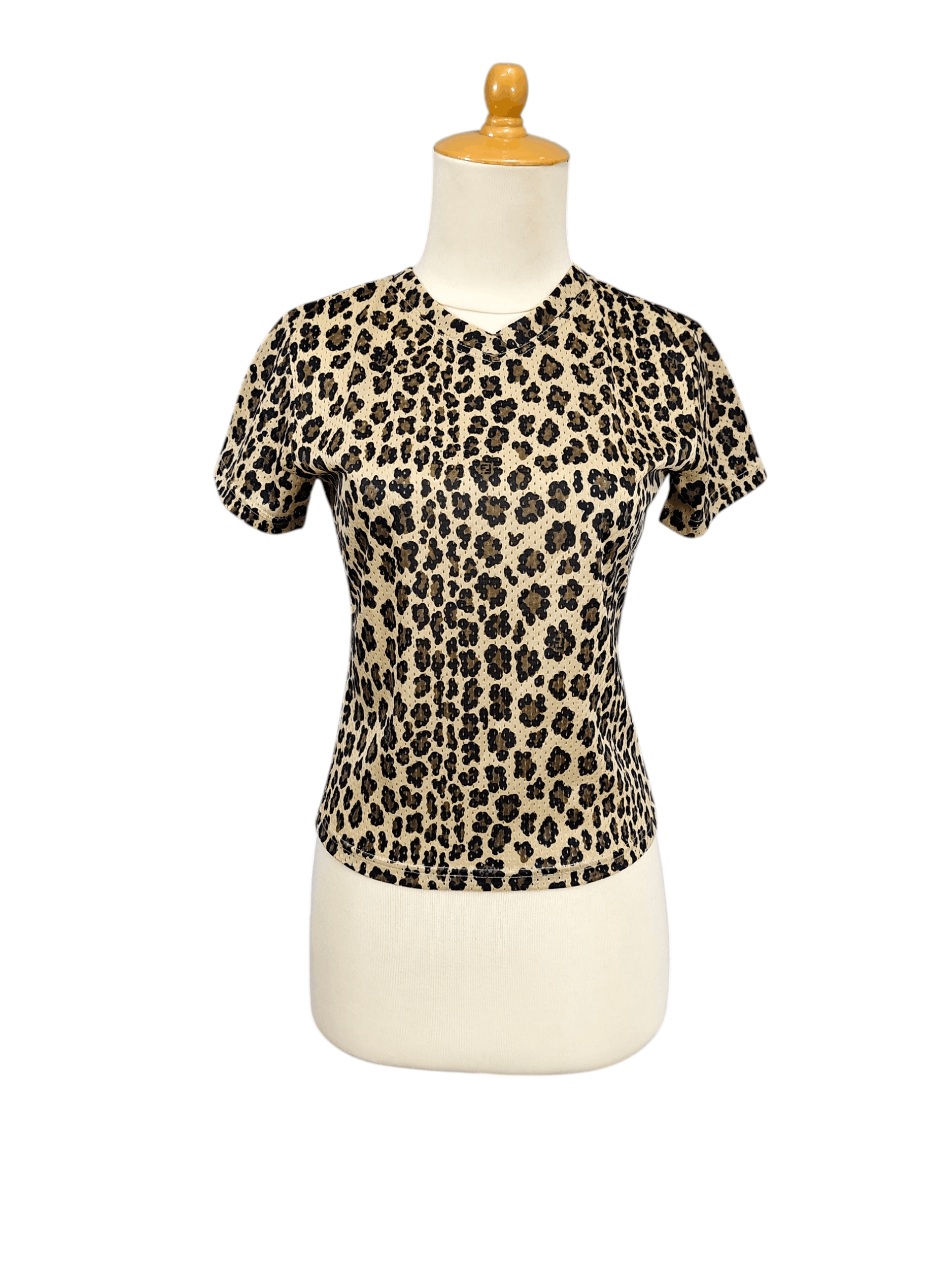 Fendi 90s FENDI🔥Glam Rock Leopard Print Micro Perforated Top Size M / US 6-8 / IT 42-44 - 1 Thumbnail