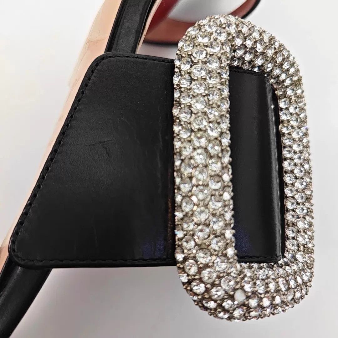 Roger Vivier RV Rhinestone Buckle Stiletto Sandals 37 with Box Size US 6.5 / IT 36.5 - 3 Thumbnail