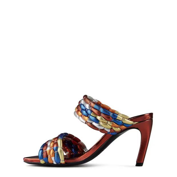 Dries Van Noten o1g2r1mq1024 Leather Woven Mules in Multicolor Size US 7 / IT 37 - 2 Thumbnail