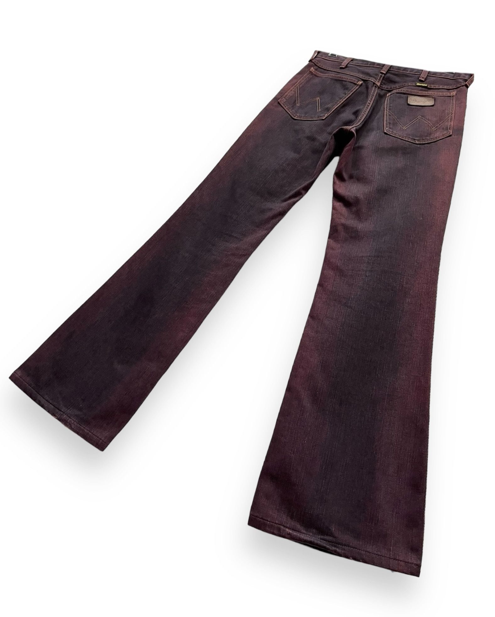Indigo 🔥VERY RARE🔥Vintage WRANGLER Smoke Maroon Flare Denim Size US 30 / EU 46 - 6 Thumbnail